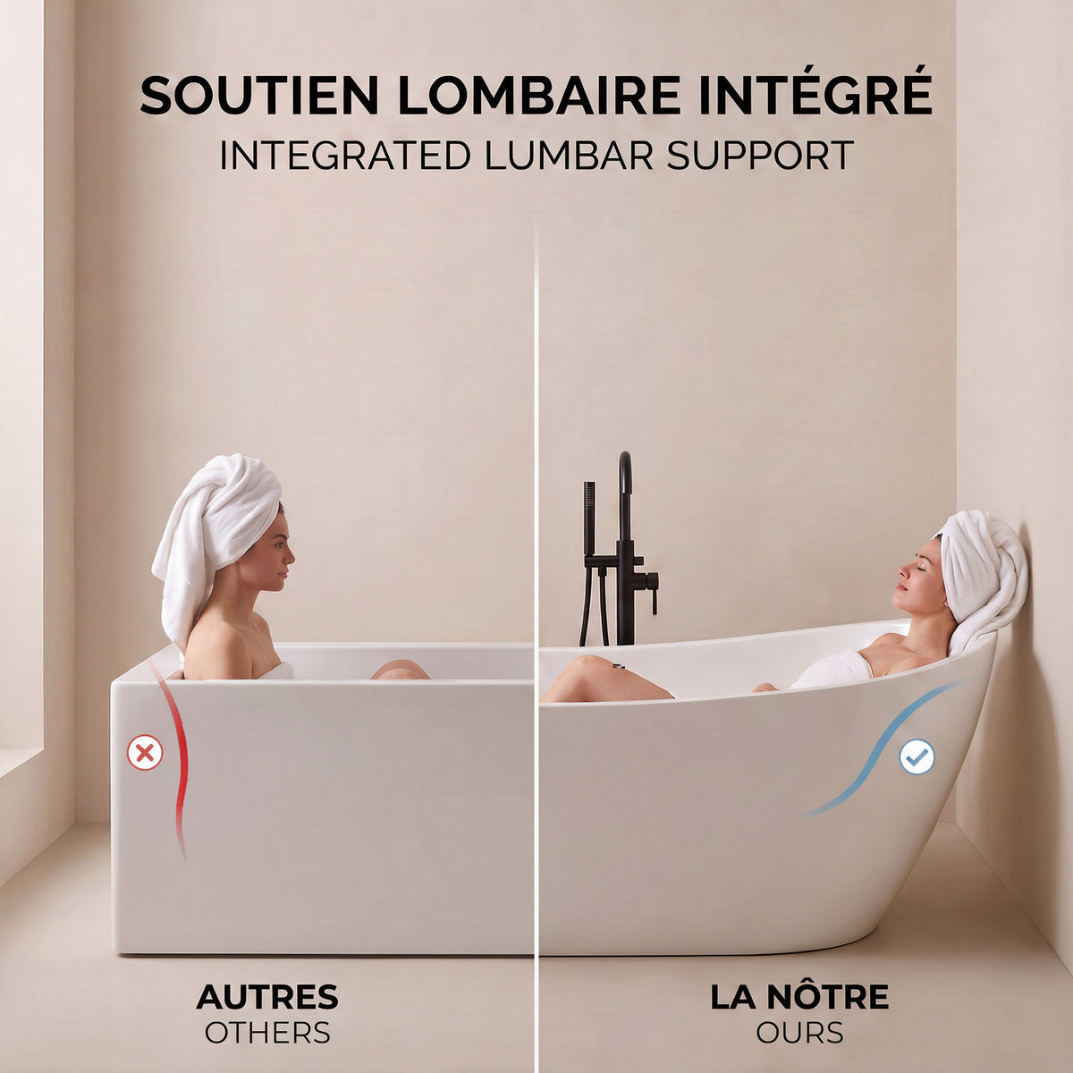 67" Aria Freestanding Acrylic Bathtub - Glossy White