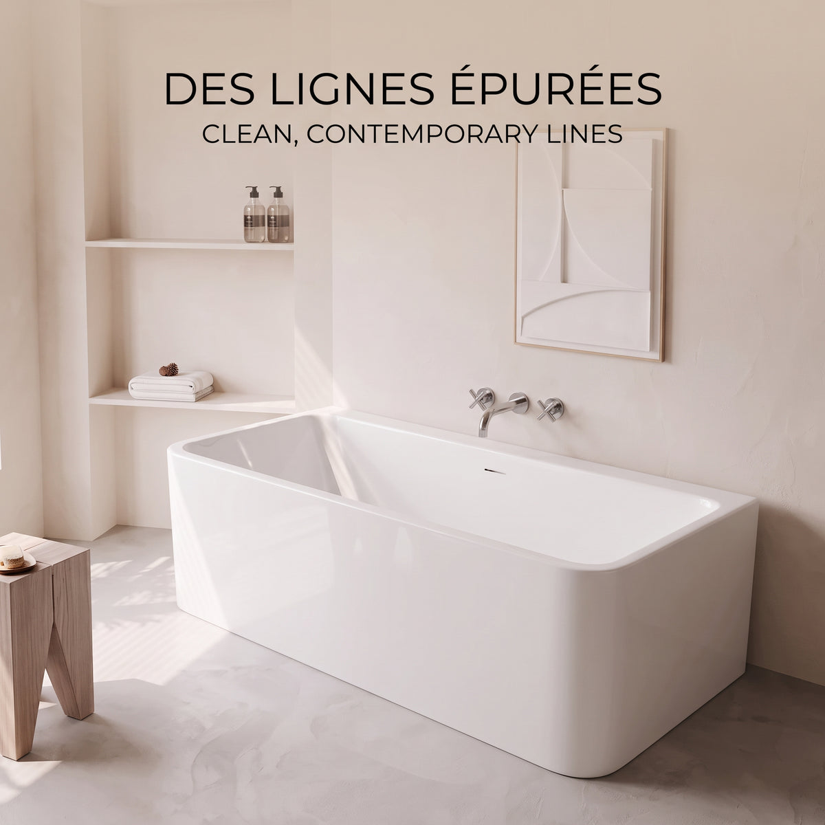 67" Cascade Freestanding Glossy White Acrylic Bathtub