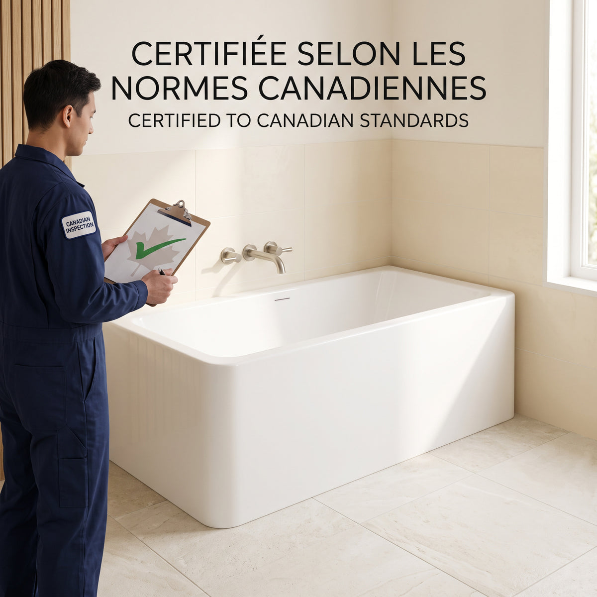 67" Cascade Freestanding Glossy White Acrylic Bathtub