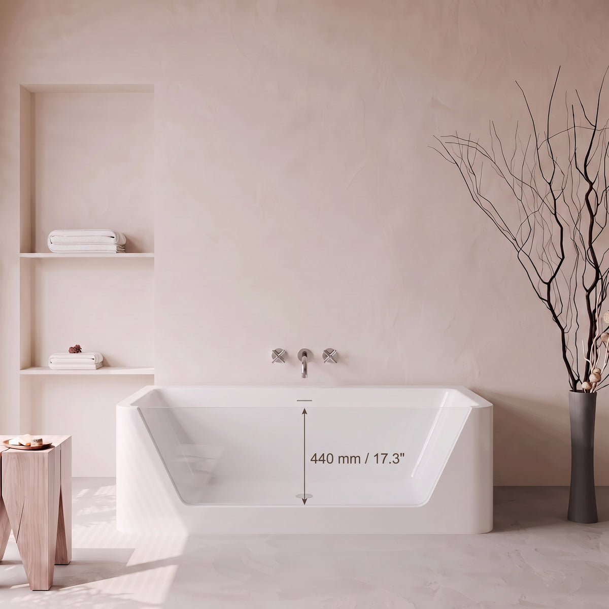 67" Cascade Freestanding Glossy White Acrylic Bathtub