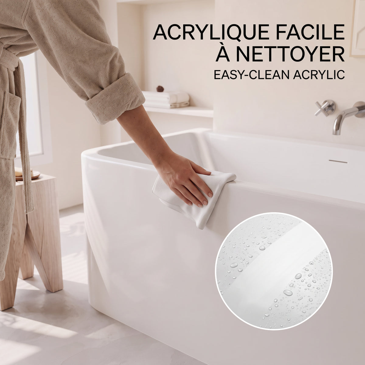 67" Cascade Freestanding Glossy White Acrylic Bathtub