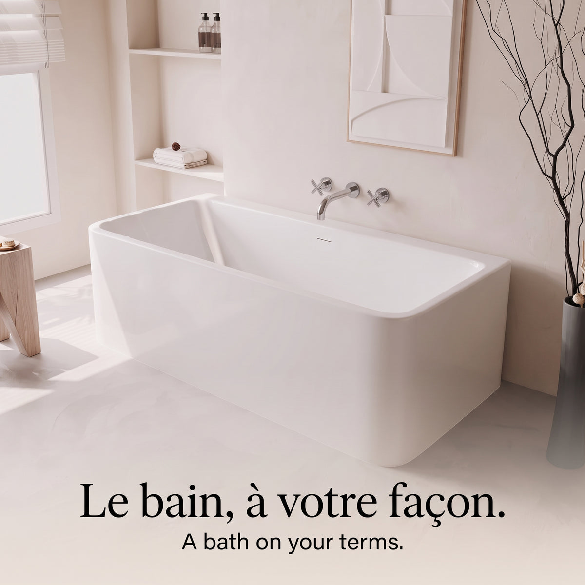 67" Cascade Freestanding Glossy White Acrylic Bathtub
