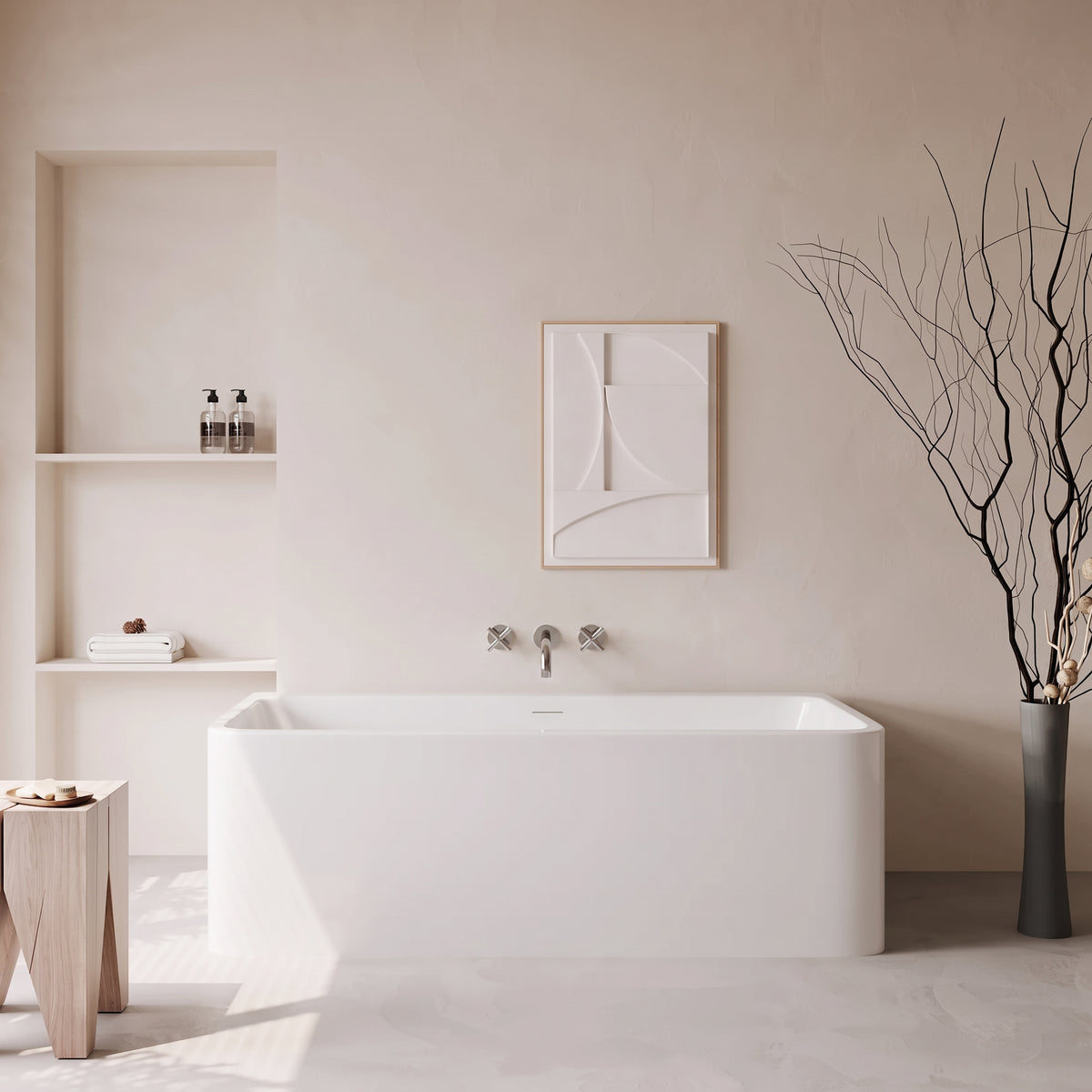 Baignoire autoportante Cascade 67 po en acrylique blanc lustré