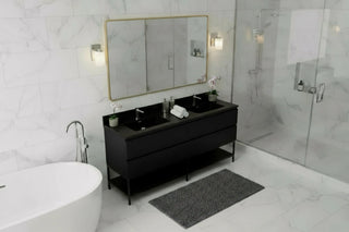 Meuble-Lavabo Double Mural 72po Noir avec Comptoir de Quartz d'ingénierie Noir