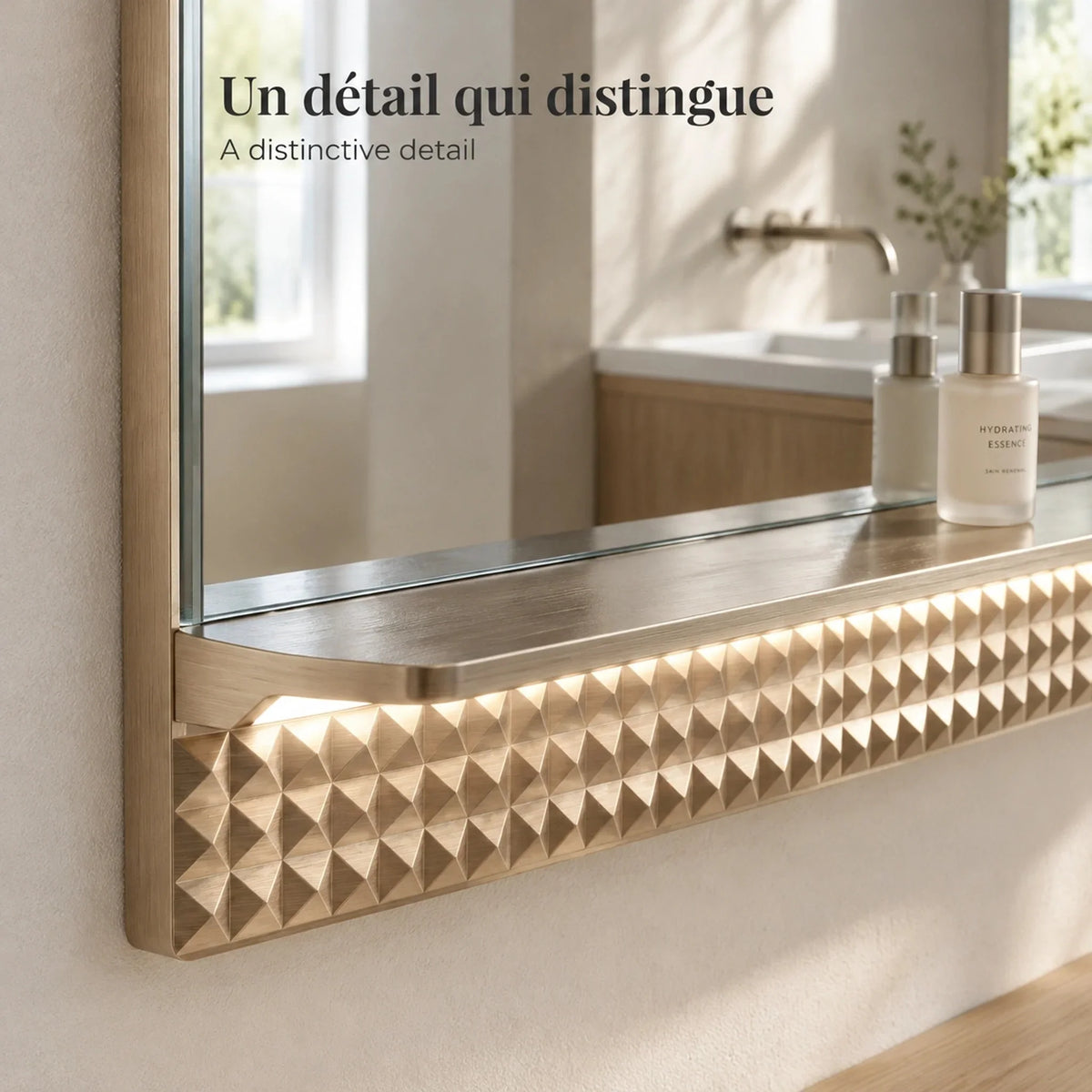 Miroir de salle de bain LED champagne 69 po 