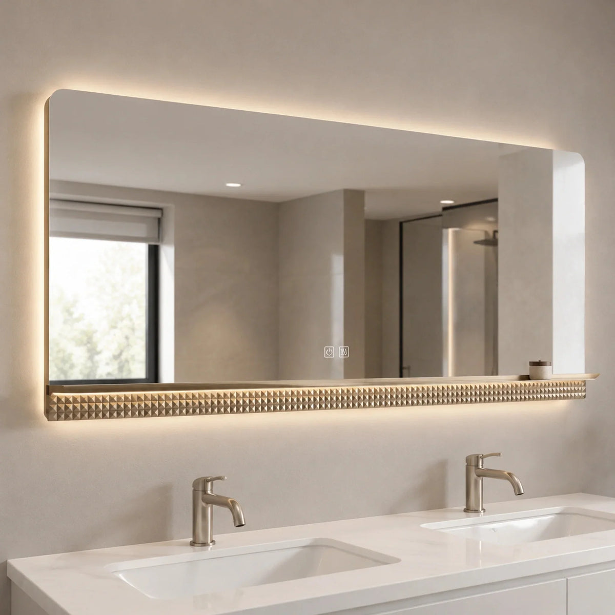 Miroir de salle de bain LED champagne 69 po 