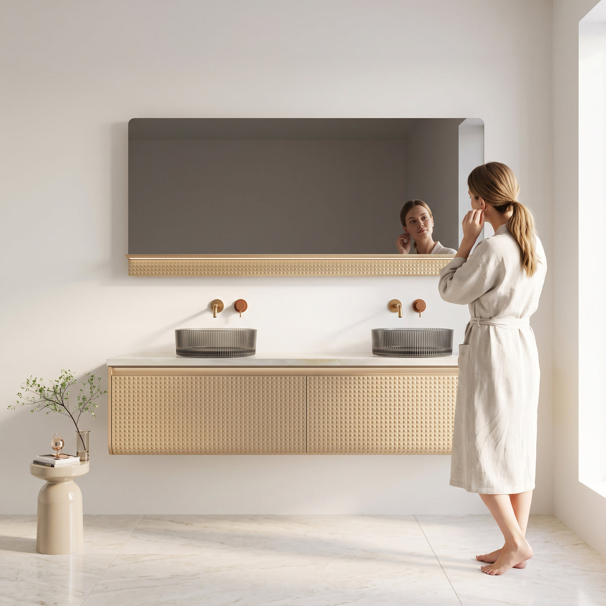 69" Champagne LED Bathroom Mirror with Dimming Function