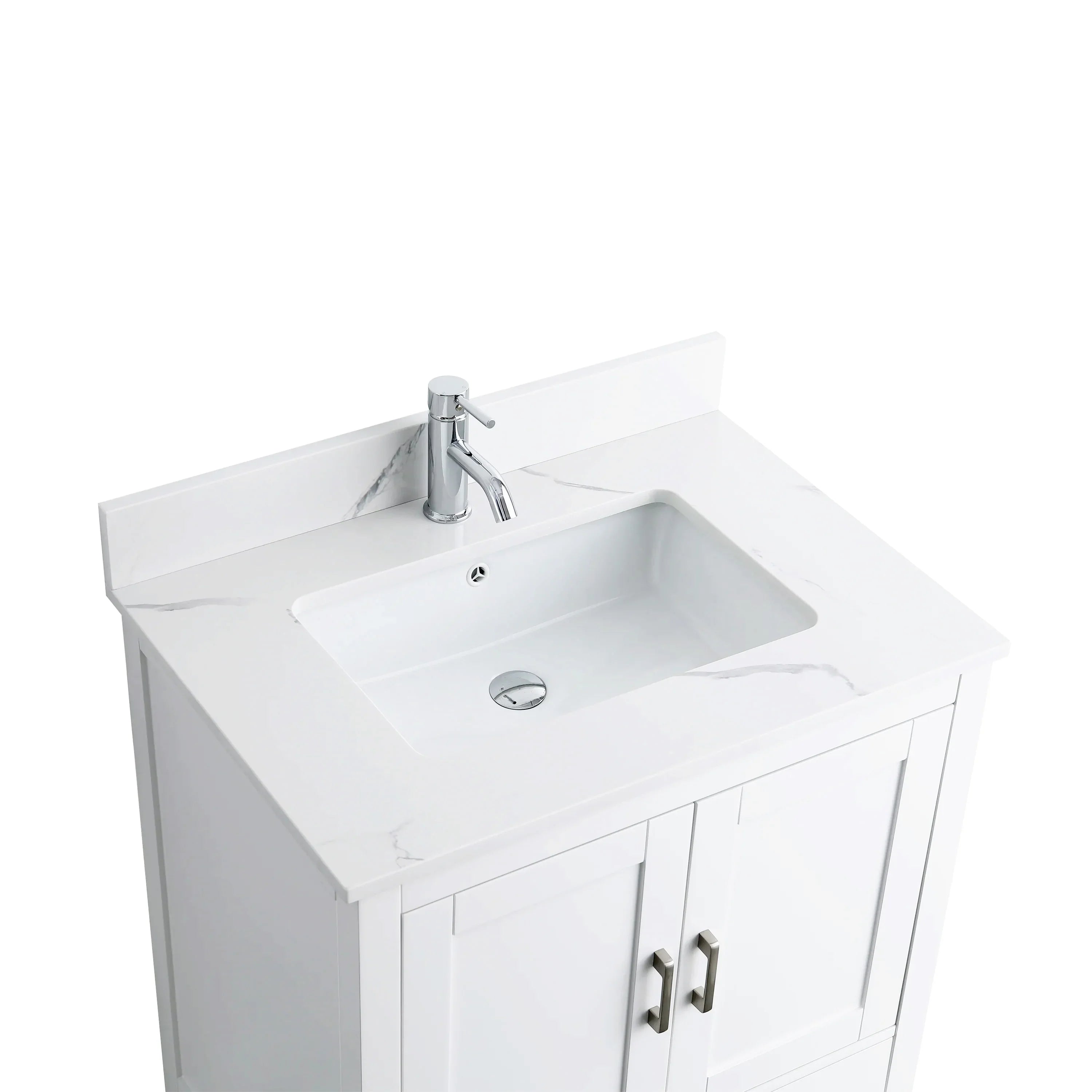 Meuble-Lavabo Autoportant 30po Blanc avec Comptoir de Polymarbre Ingénierie Calcutta