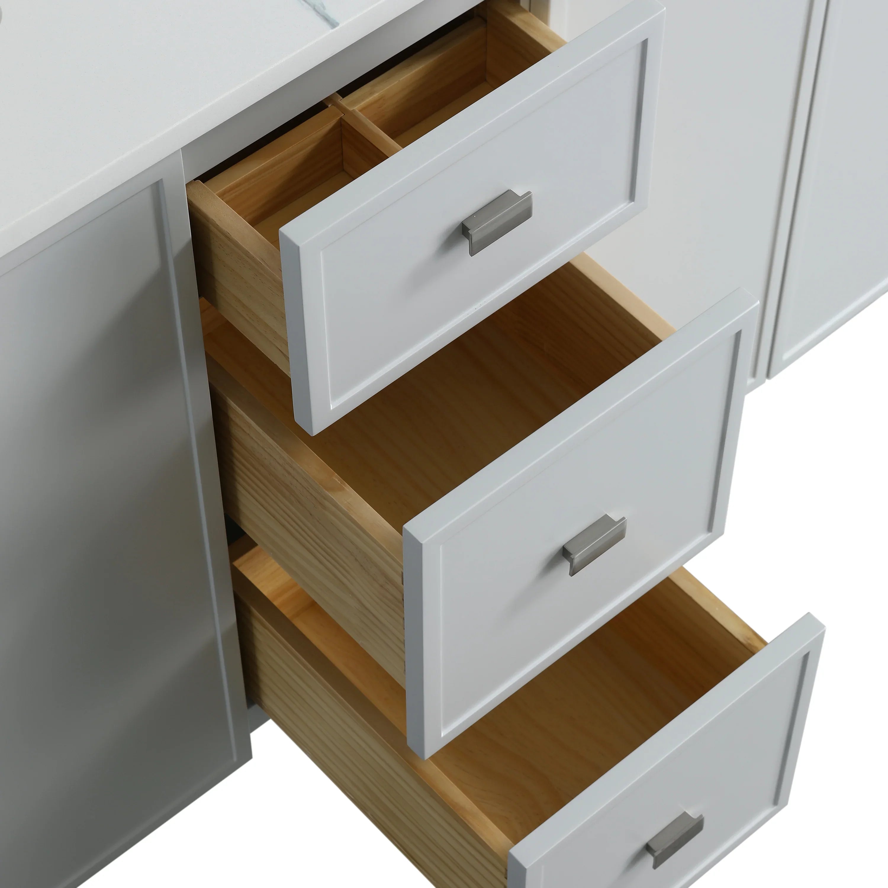 Meuble Lavabo Autoportant 72po Hampton Gris Double Vasque avec Comptoir Marbre Calcutta