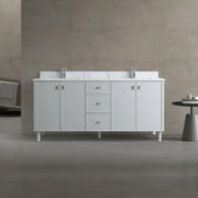 Meuble Lavabo Autoportant 72po Hampton Gris Double Vasque avec Comptoir Marbre Calcutta