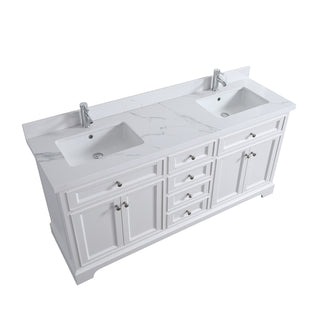 Meuble-Lavabo Autoportant 72po Blanc avec Comptoir de Marbre Ingénierie Calcutta