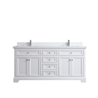 Meuble-Lavabo Autoportant 72po Blanc avec Comptoir de Quartz Blanc