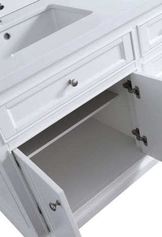 Meuble-Lavabo Autoportant 72po Blanc avec Comptoir de Quartz Blanc