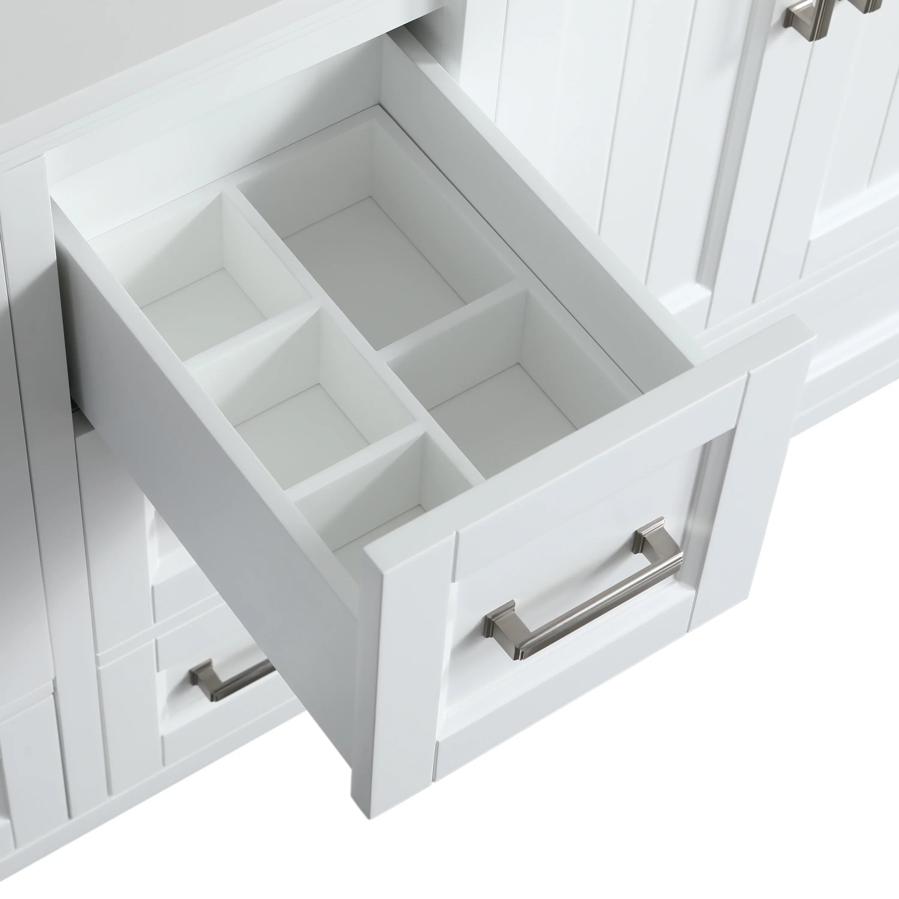 72" White Freestanding Double Sink Bathroom Vanity with White Quartz Countertop