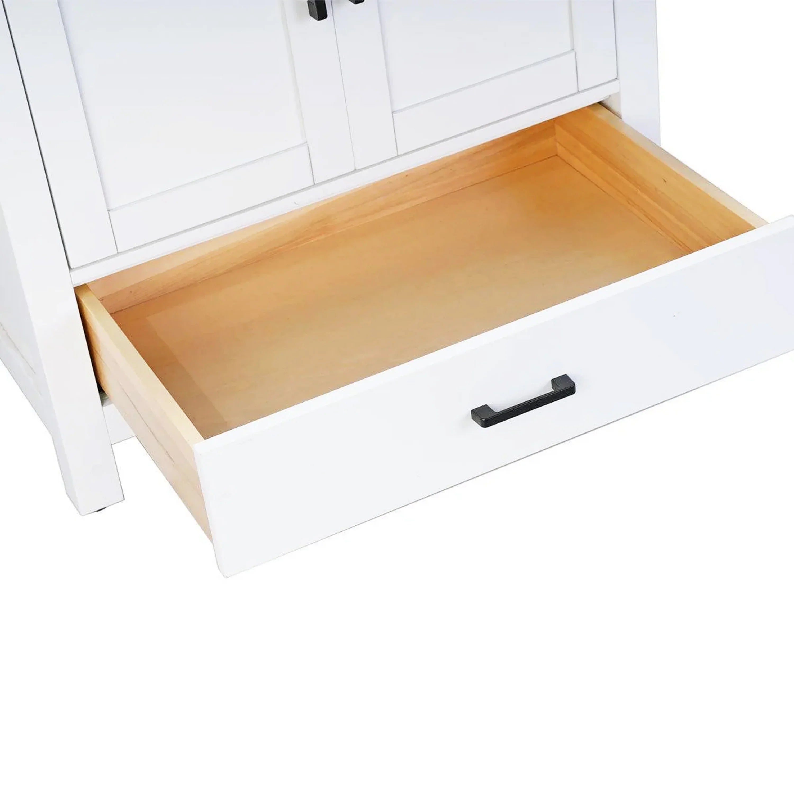 30" White Freestanding Single Sink Bathroom Vanity with Engineered Calcutta Marble Countertop