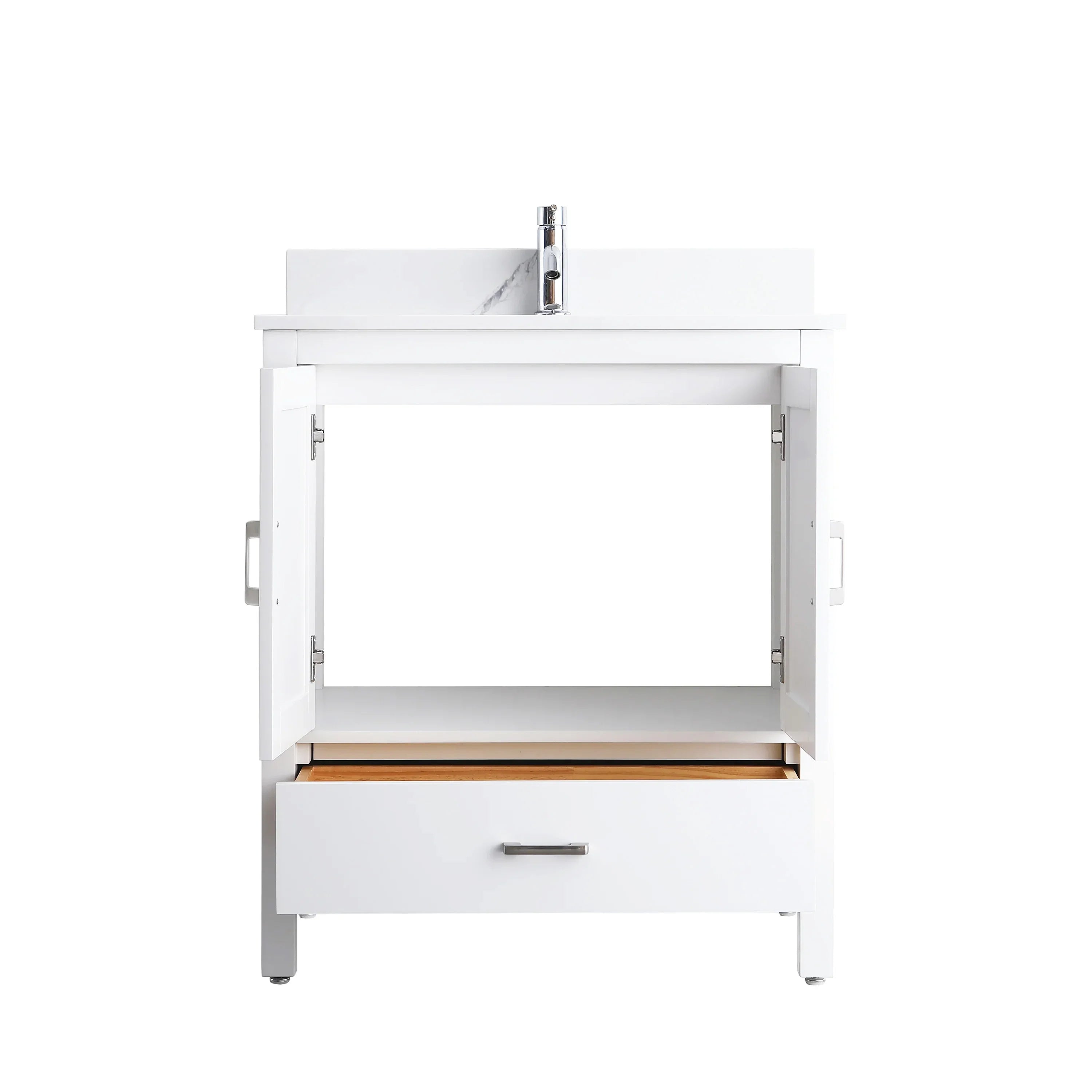 Meuble-Lavabo Autoportant 30po Blanc avec Comptoir de Polymarbre Ingénierie Calcutta