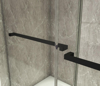 Bathtub Enclosure 60" Glass Doors with Square Black Hardware - Golden Elite Deco