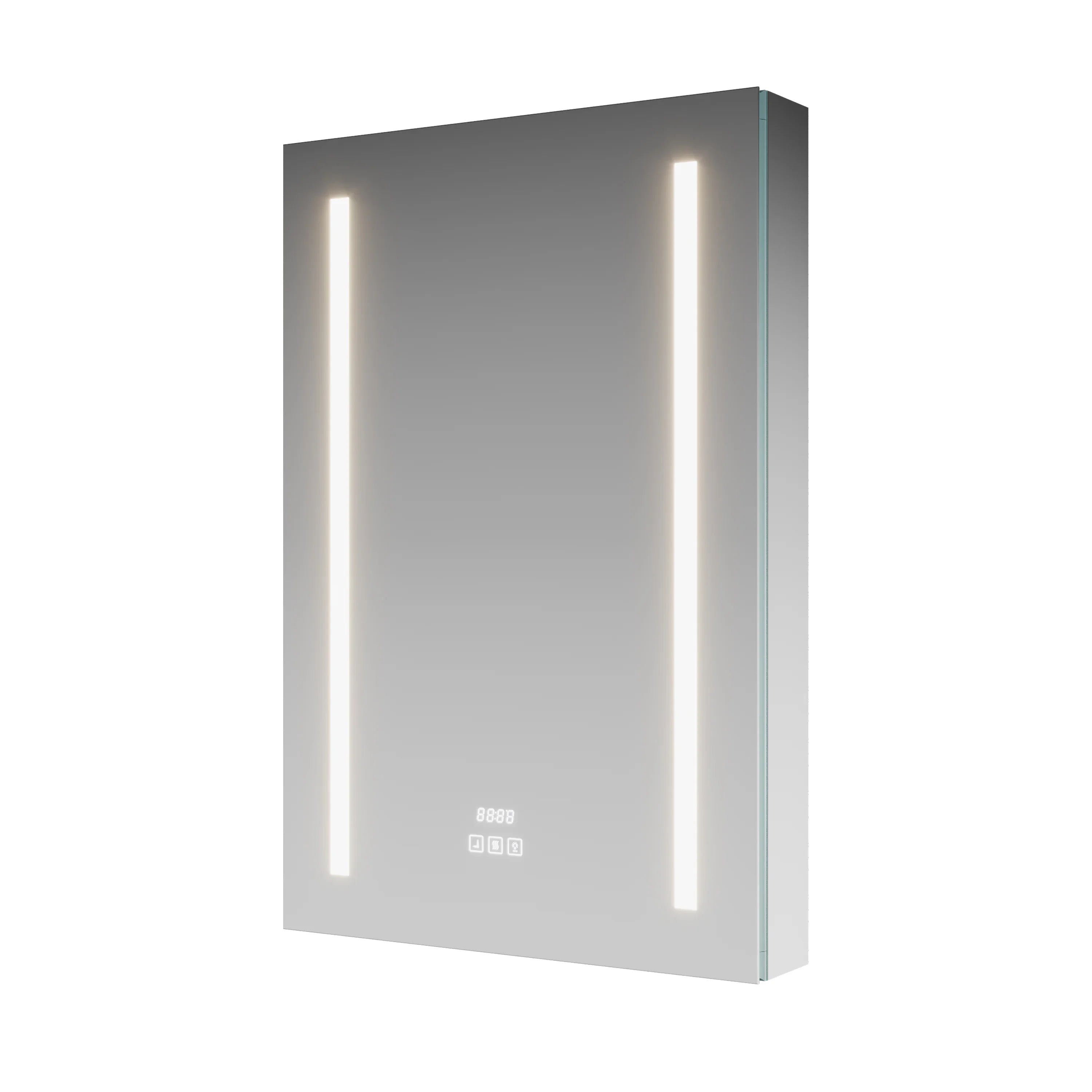 Armoire à pharmacie LED en aluminium de 24 po avec miroir antibuée et fonctionnalités intelligentes