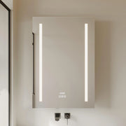 Armoire à pharmacie LED en aluminium de 24 po avec miroir antibuée et fonctionnalités intelligentes