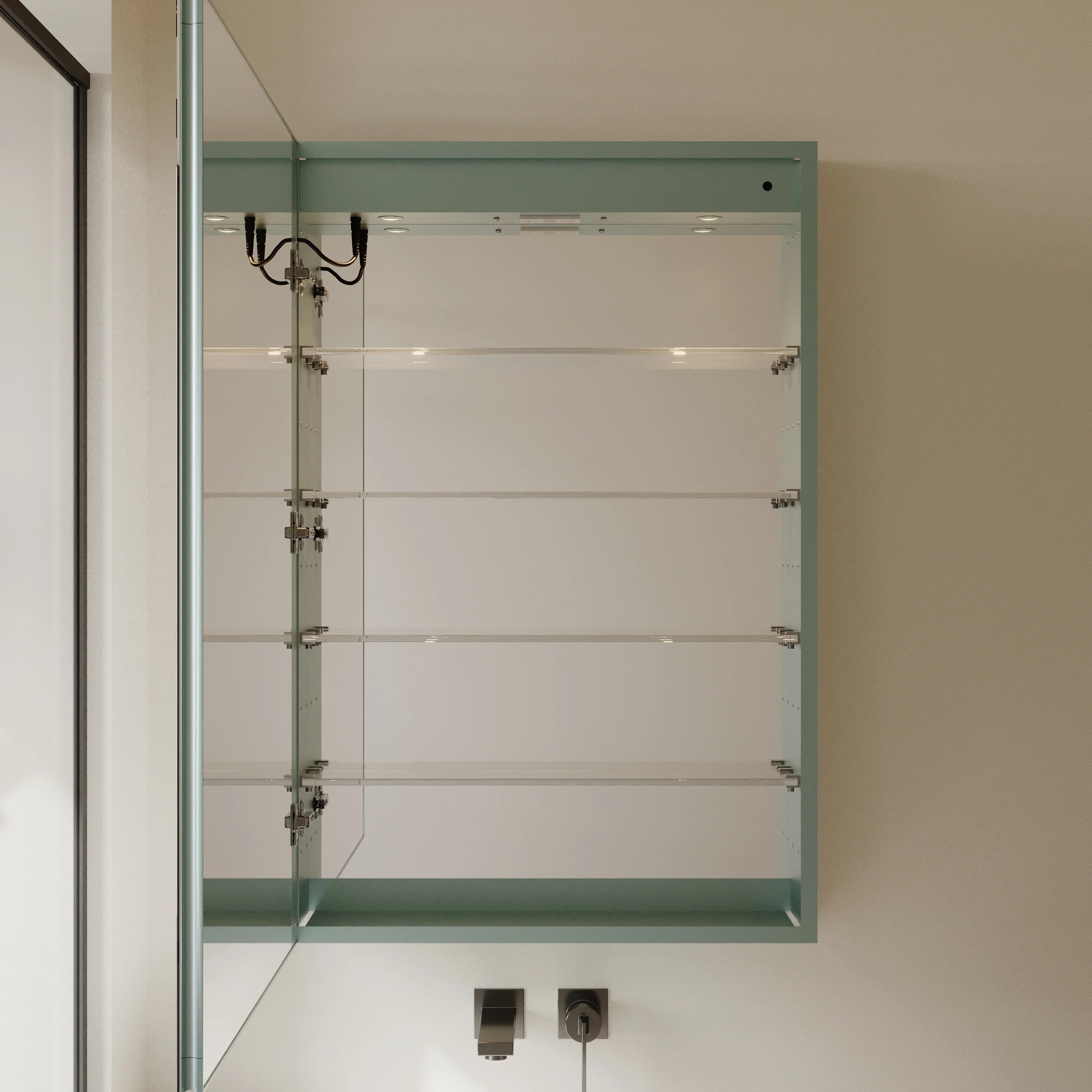 Armoire à pharmacie LED en aluminium de 24 po avec miroir antibuée et fonctionnalités intelligentes