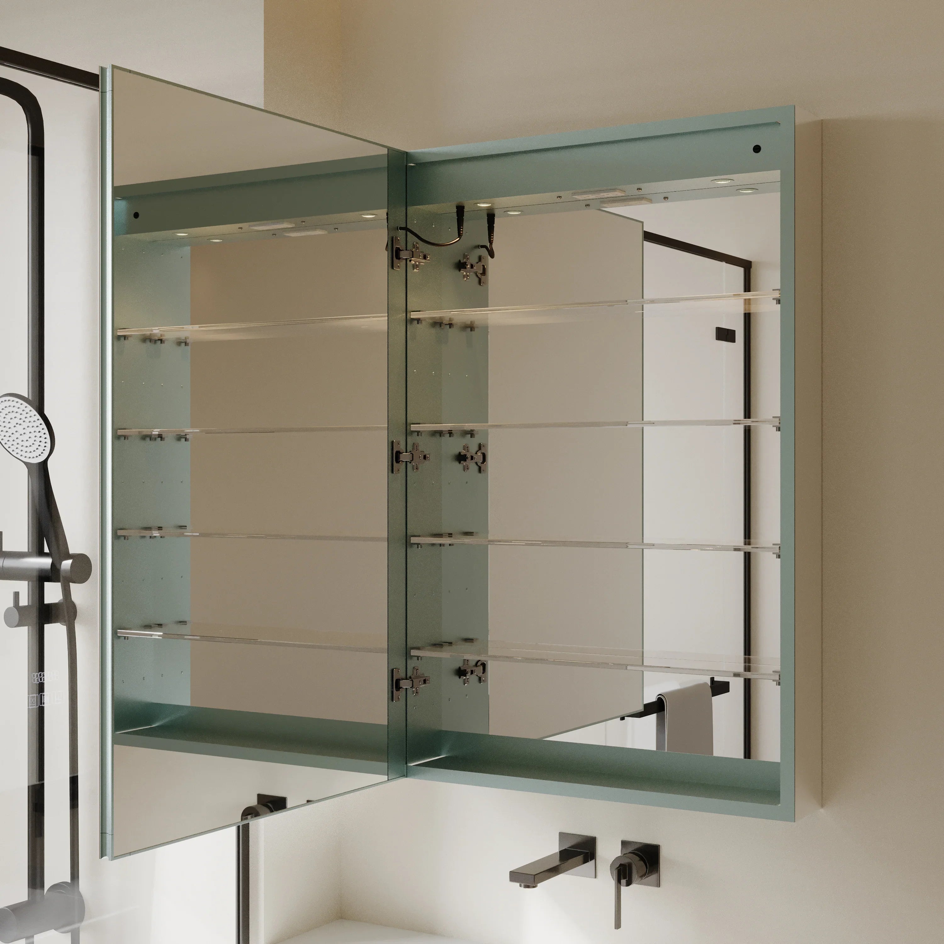 Armoire à pharmacie LED en aluminium de 24 po avec miroir antibuée et fonctionnalités intelligentes