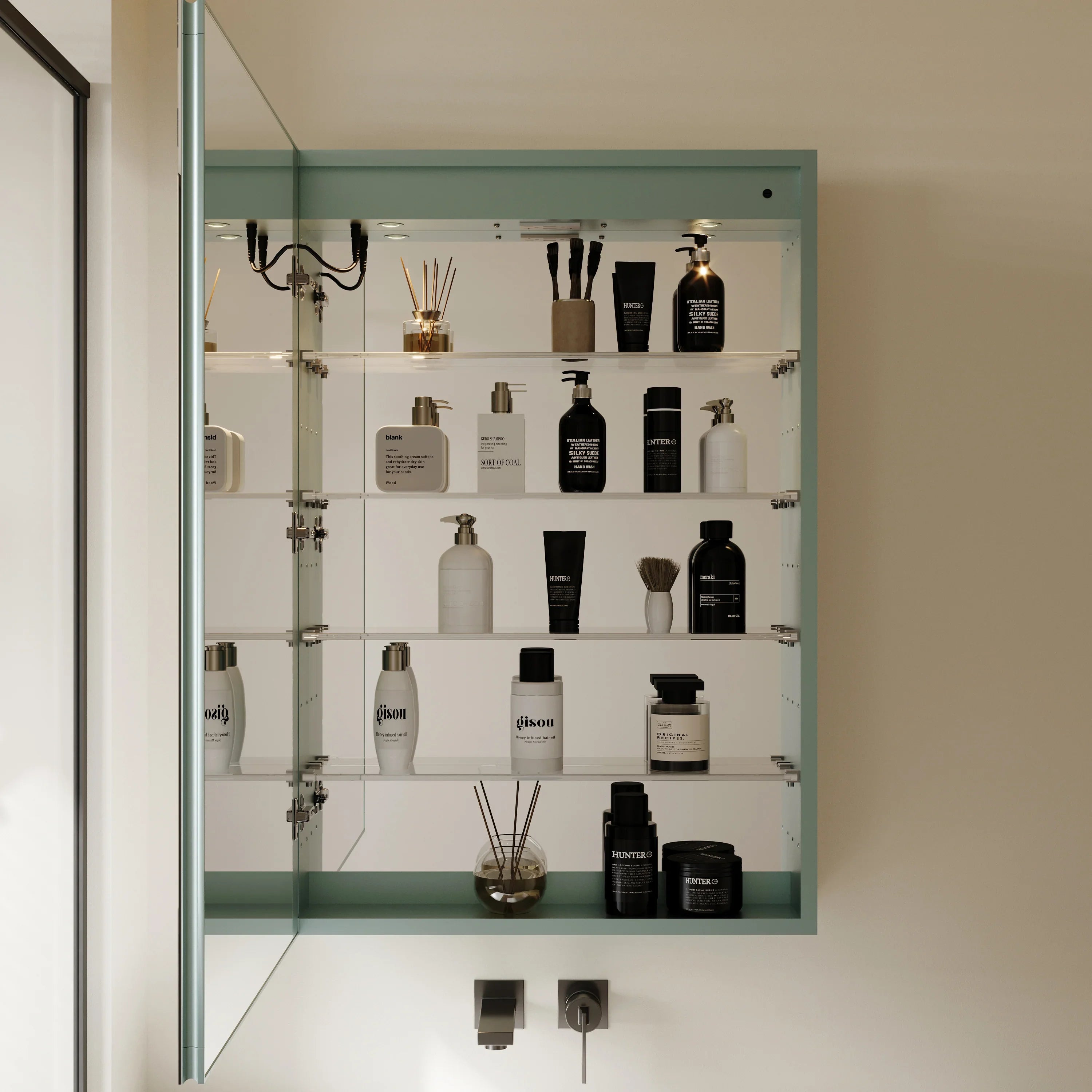 Armoire à pharmacie LED en aluminium de 24 po avec miroir antibuée et fonctionnalités intelligentes