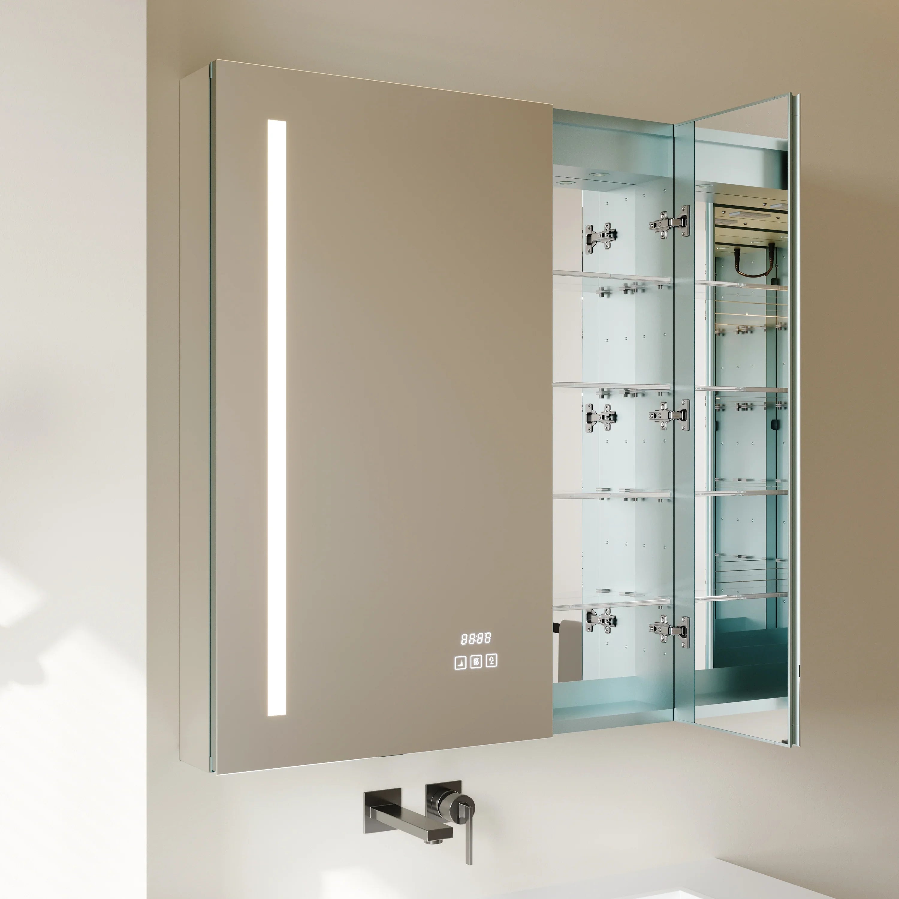 Armoire à pharmacie en aluminium de 36 po avec éclairage DEL et miroir antibuée