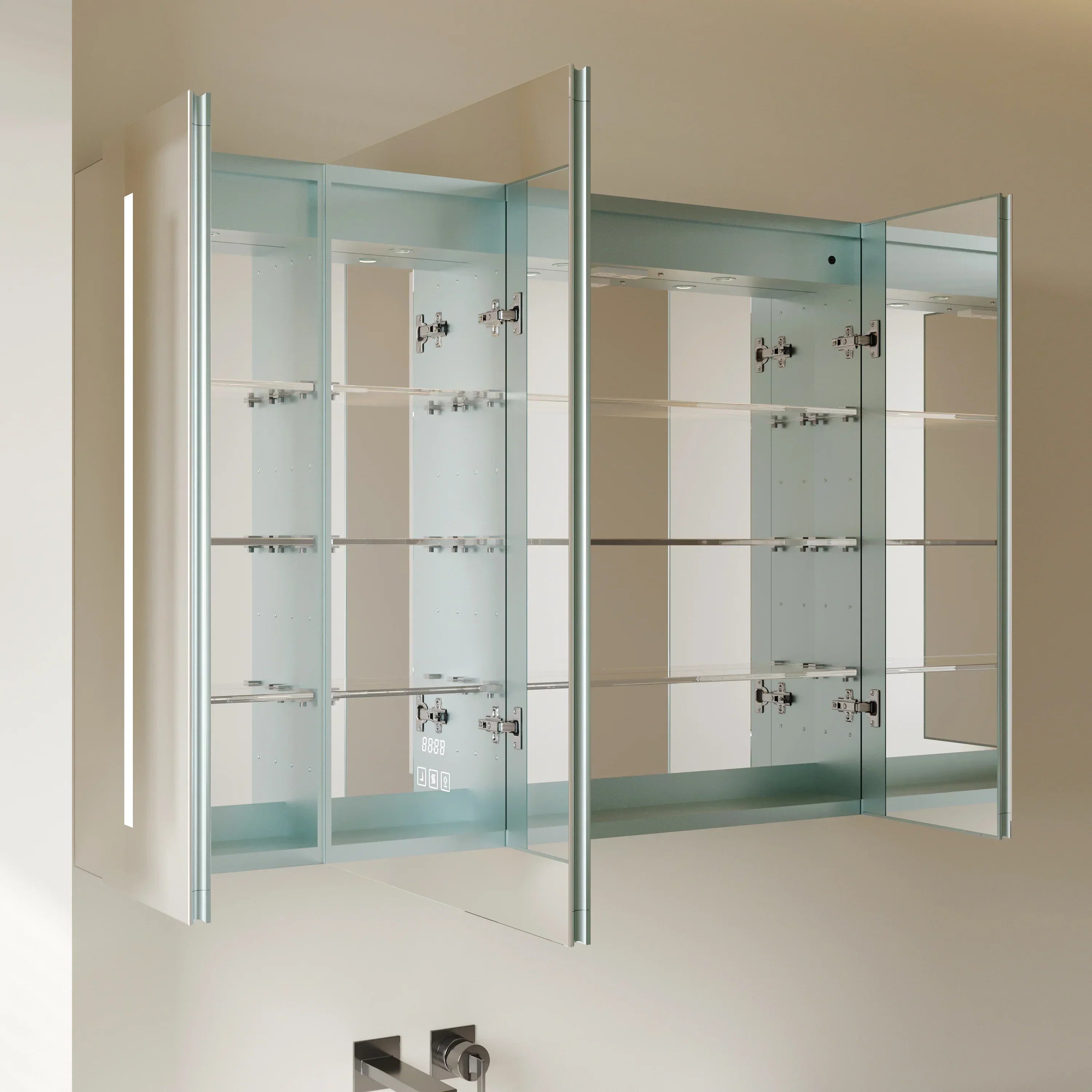 Armoire à pharmacie en aluminium de 40 po avec éclairage LED et miroir antibuée