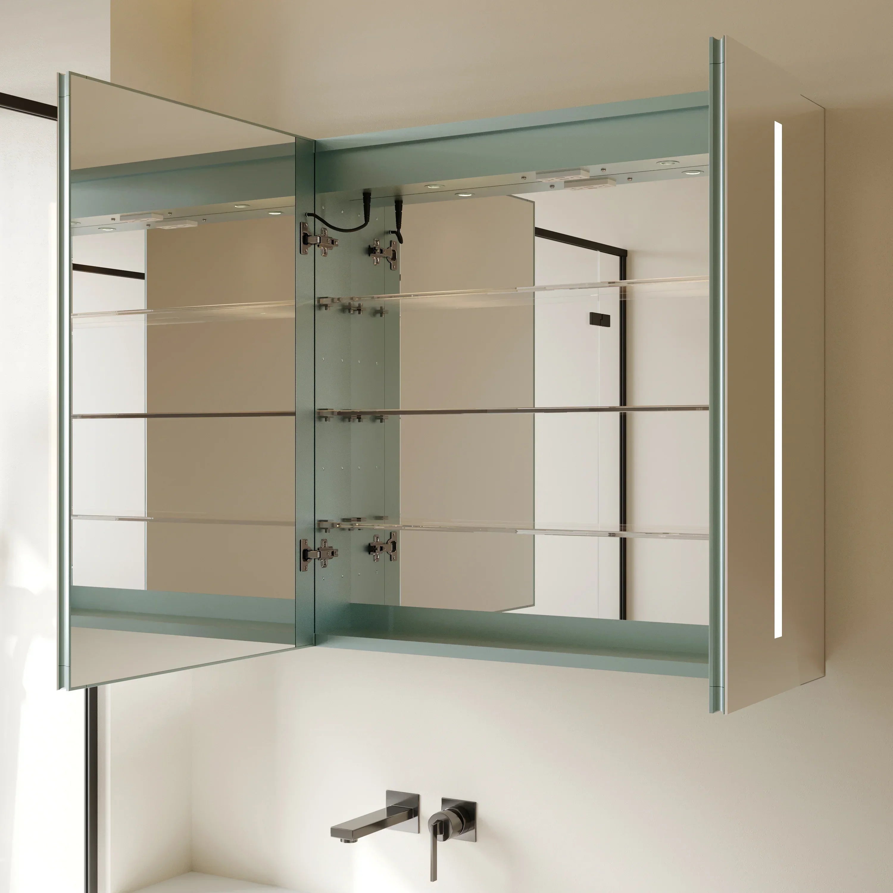 Armoire à pharmacie en aluminium de 40 po avec éclairage LED et miroir antibuée