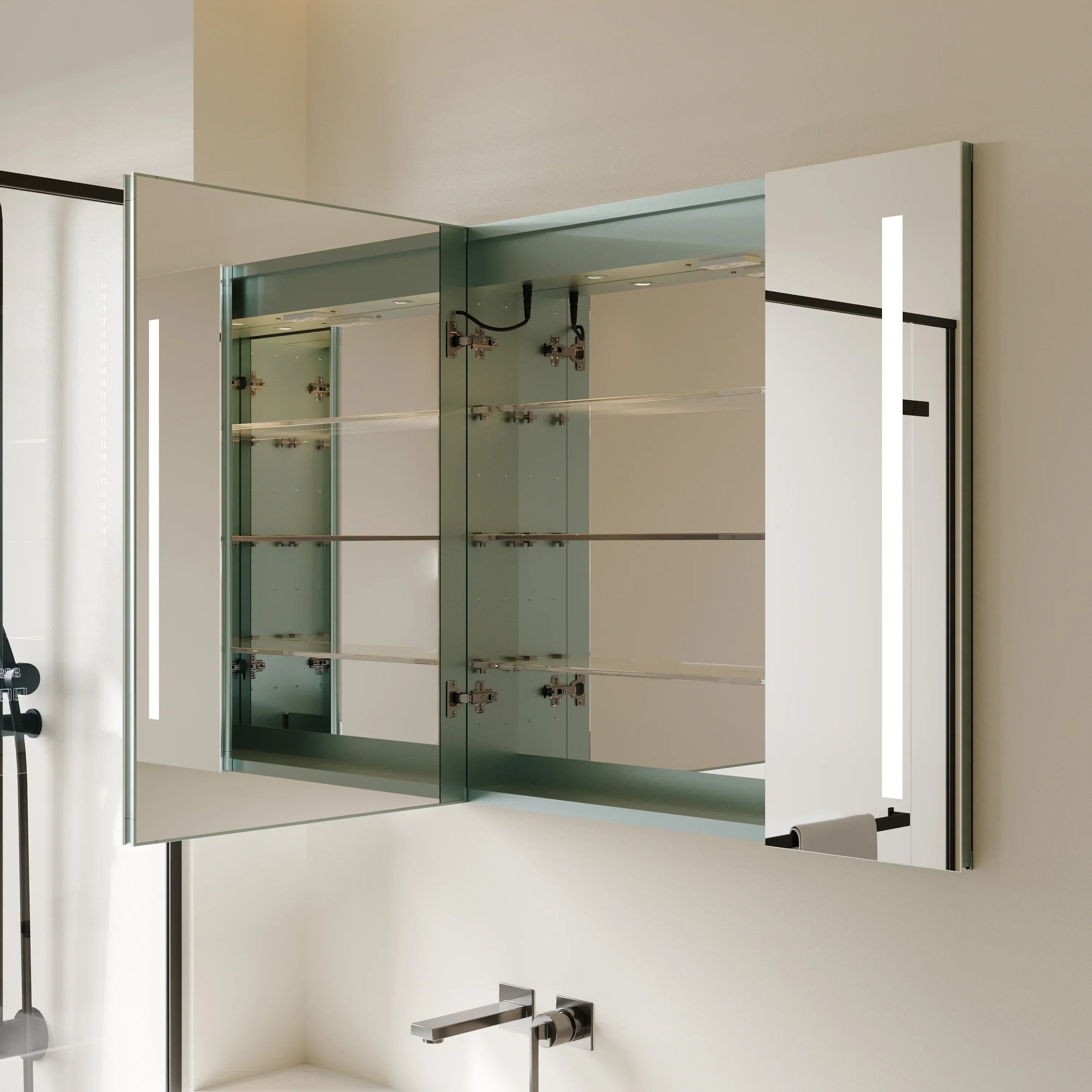 Armoire à pharmacie en aluminium de 40 po avec éclairage LED et miroir antibuée