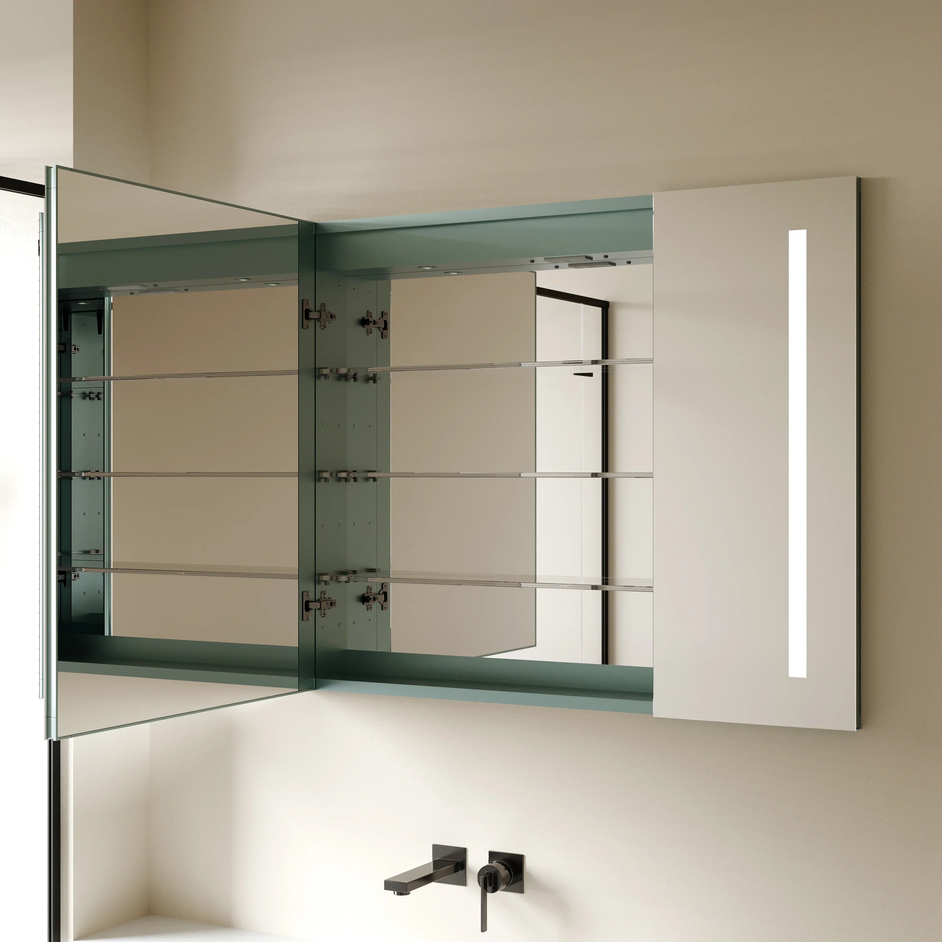 48" Aluminum LED Medicine Cabinet with Anti-Fog Mirror & Smart Features