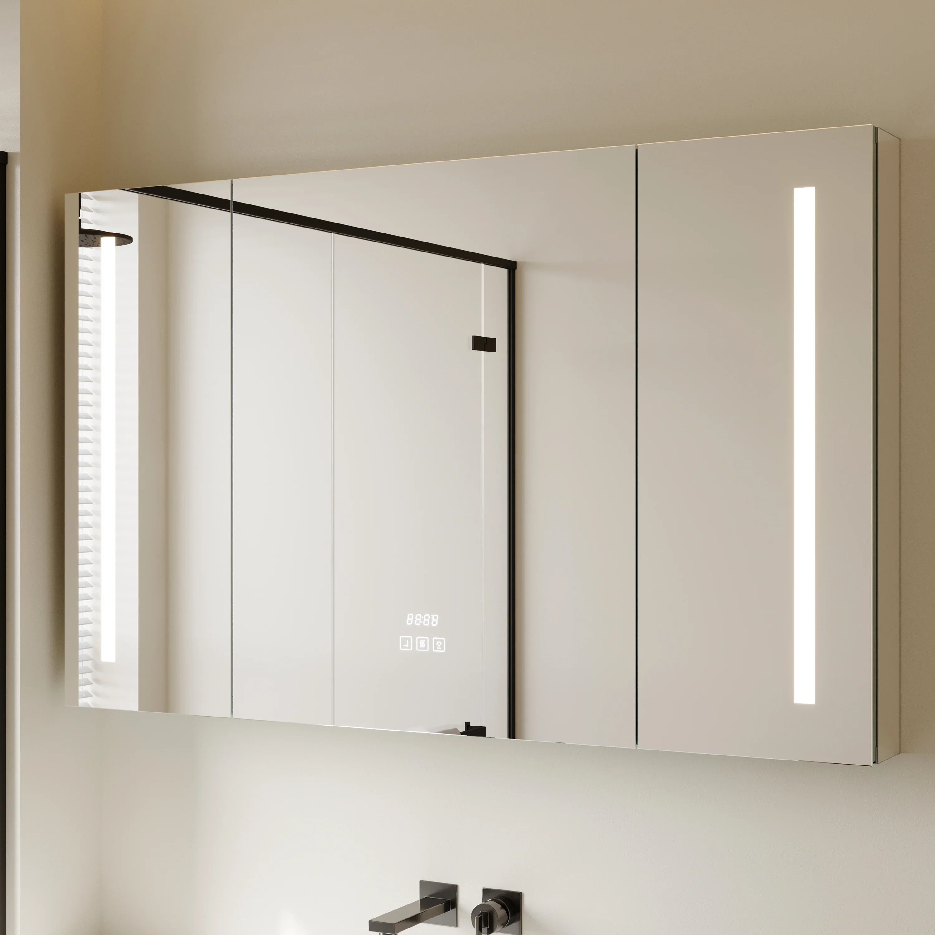 48" Aluminum LED Medicine Cabinet with Anti-Fog Mirror & Smart Features