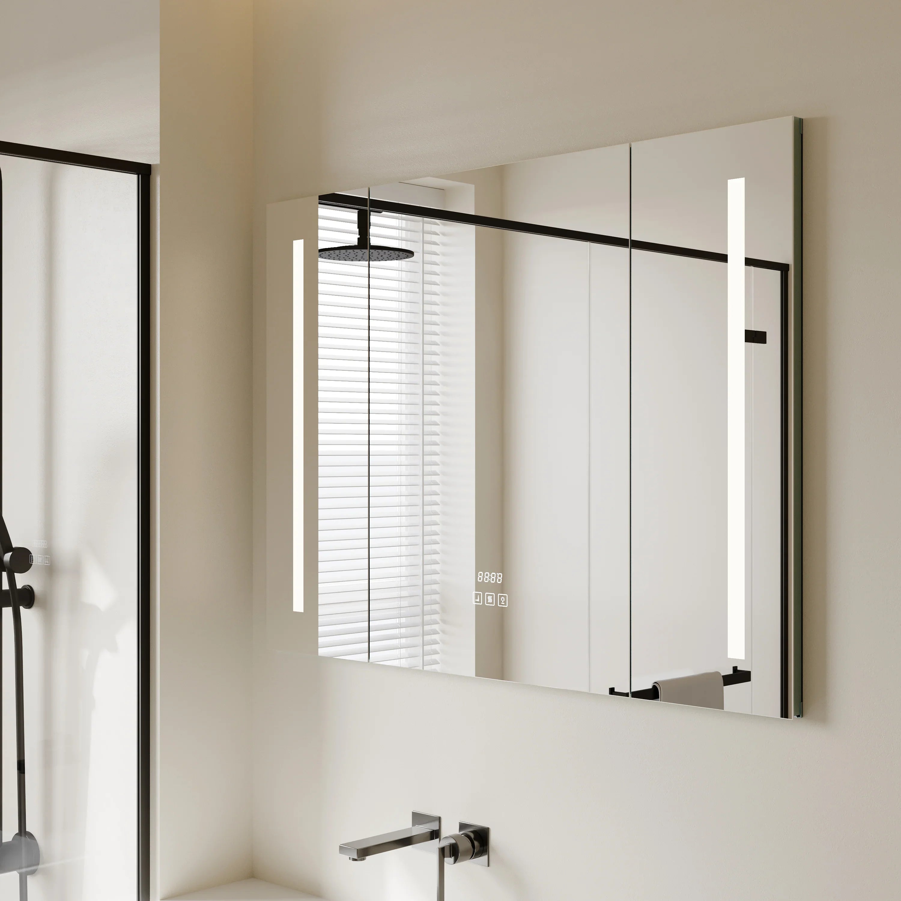 48" Aluminum LED Medicine Cabinet with Anti-Fog Mirror & Smart Features