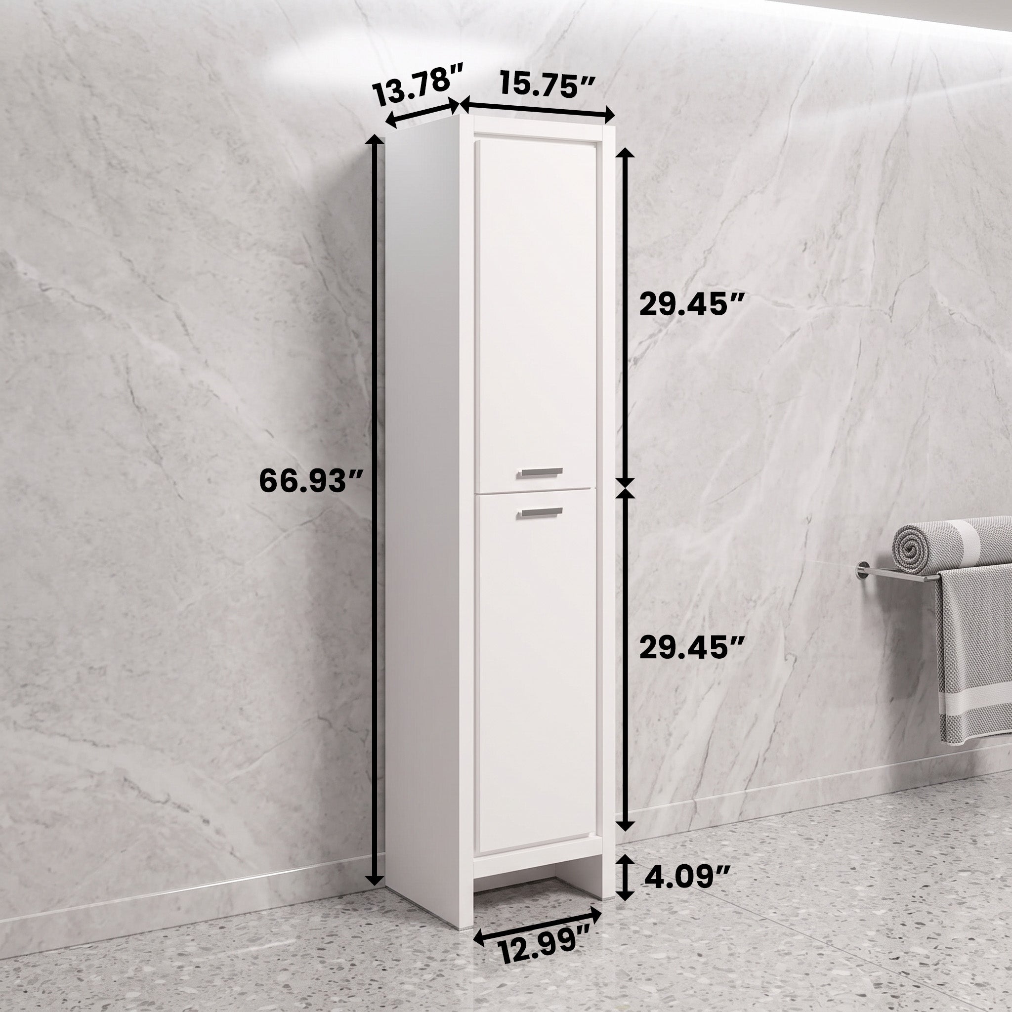 Bathroom Freestanding Linen Cabinet - White