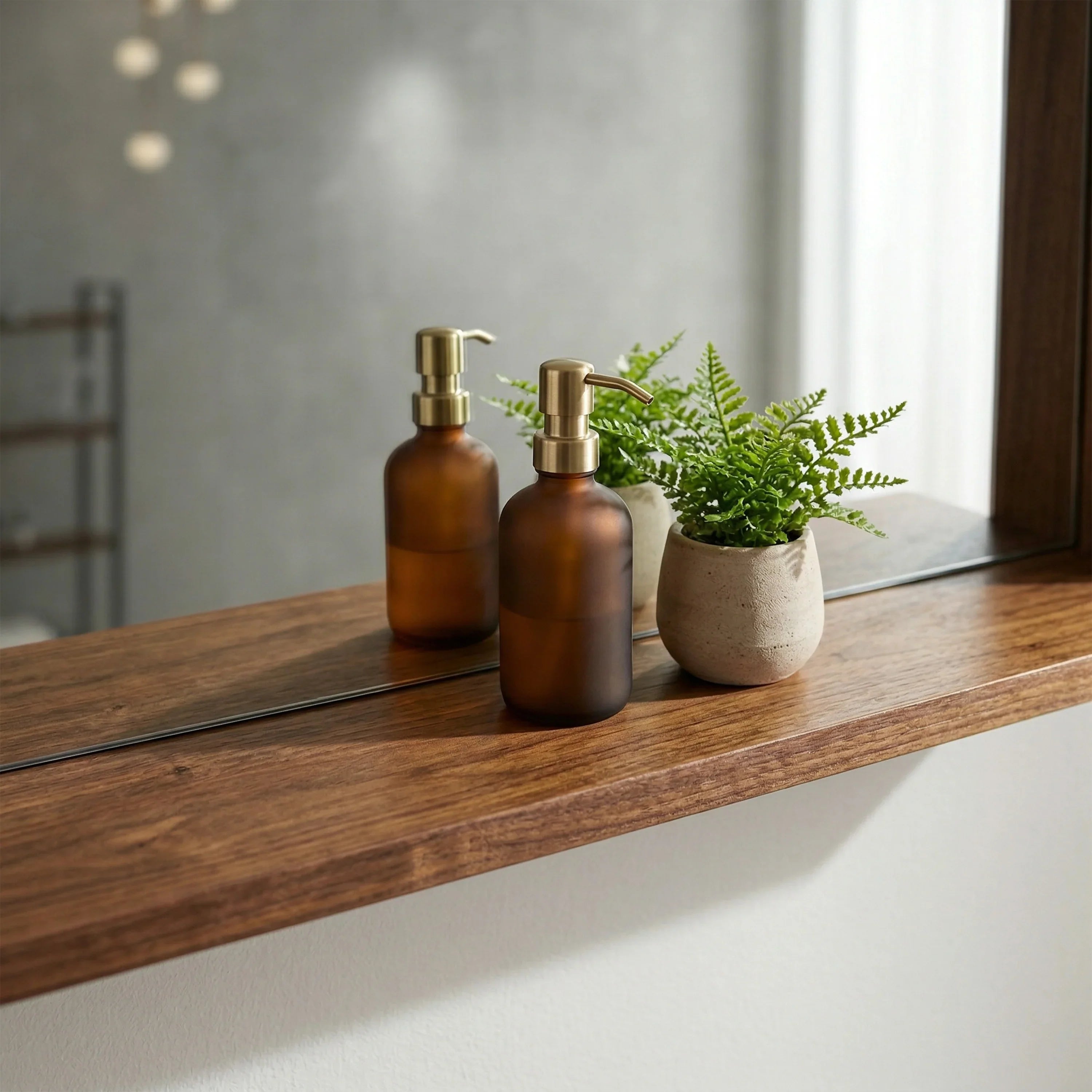 Miroir de Salle de Bain Allier 60po avec Étagère - Fini Noyer
