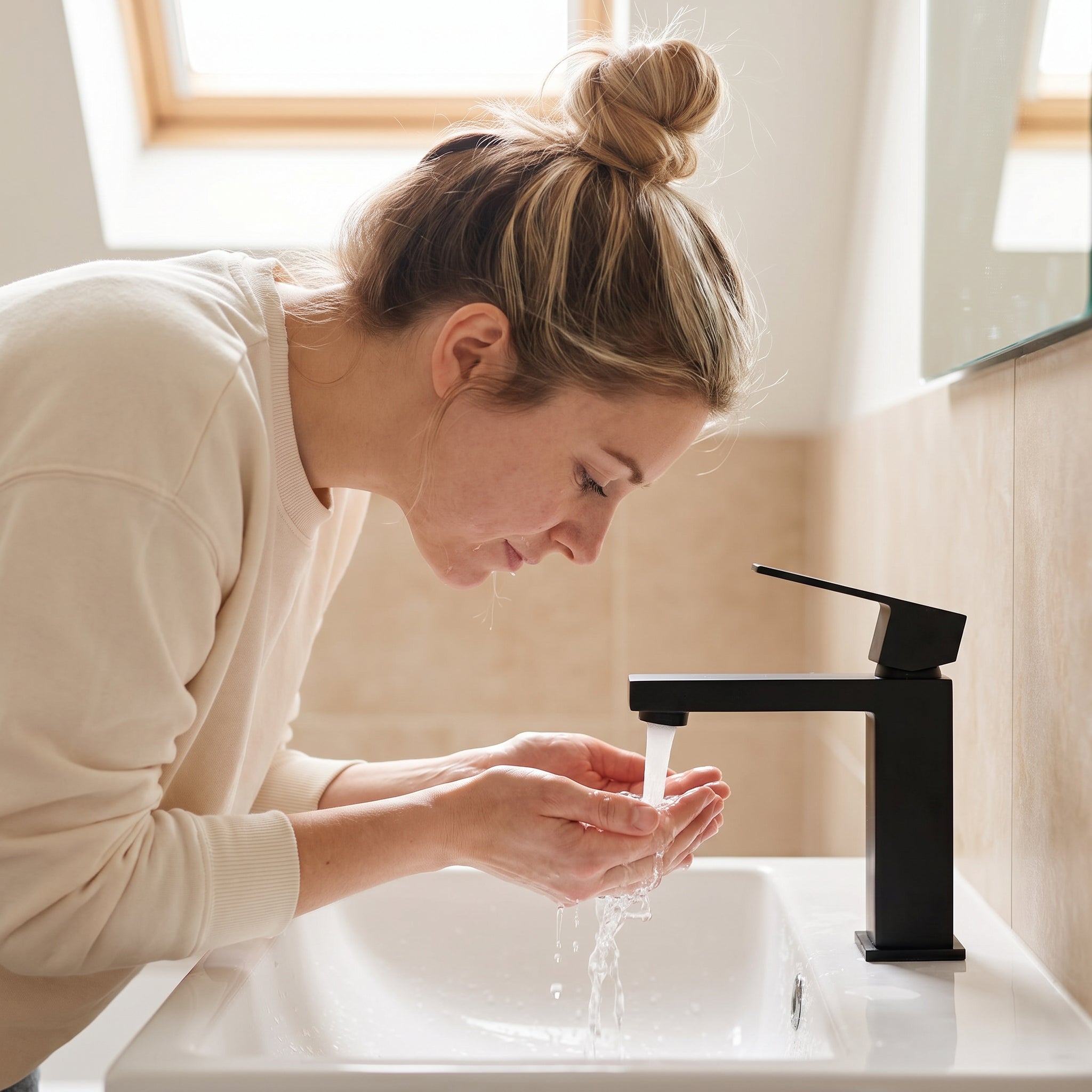 Arizona Single Handle Bathroom Sink Stainless Steel Faucet in Matte Black
