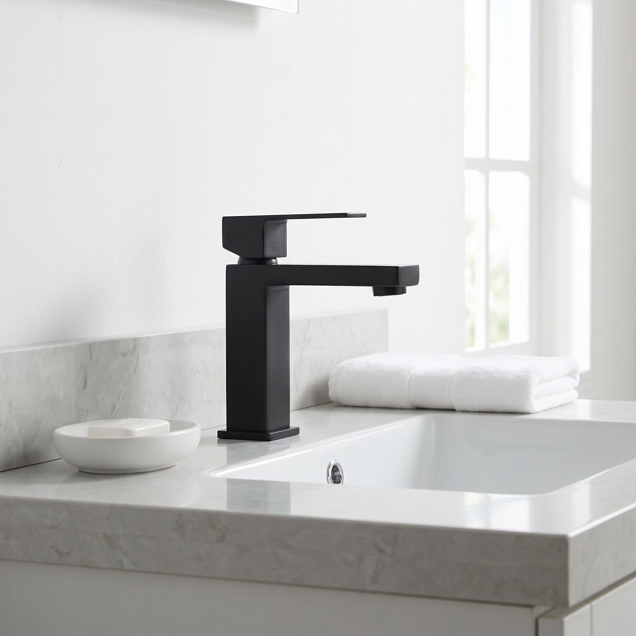 Arizona Single Handle Bathroom Sink Stainless Steel Faucet in Matte Black