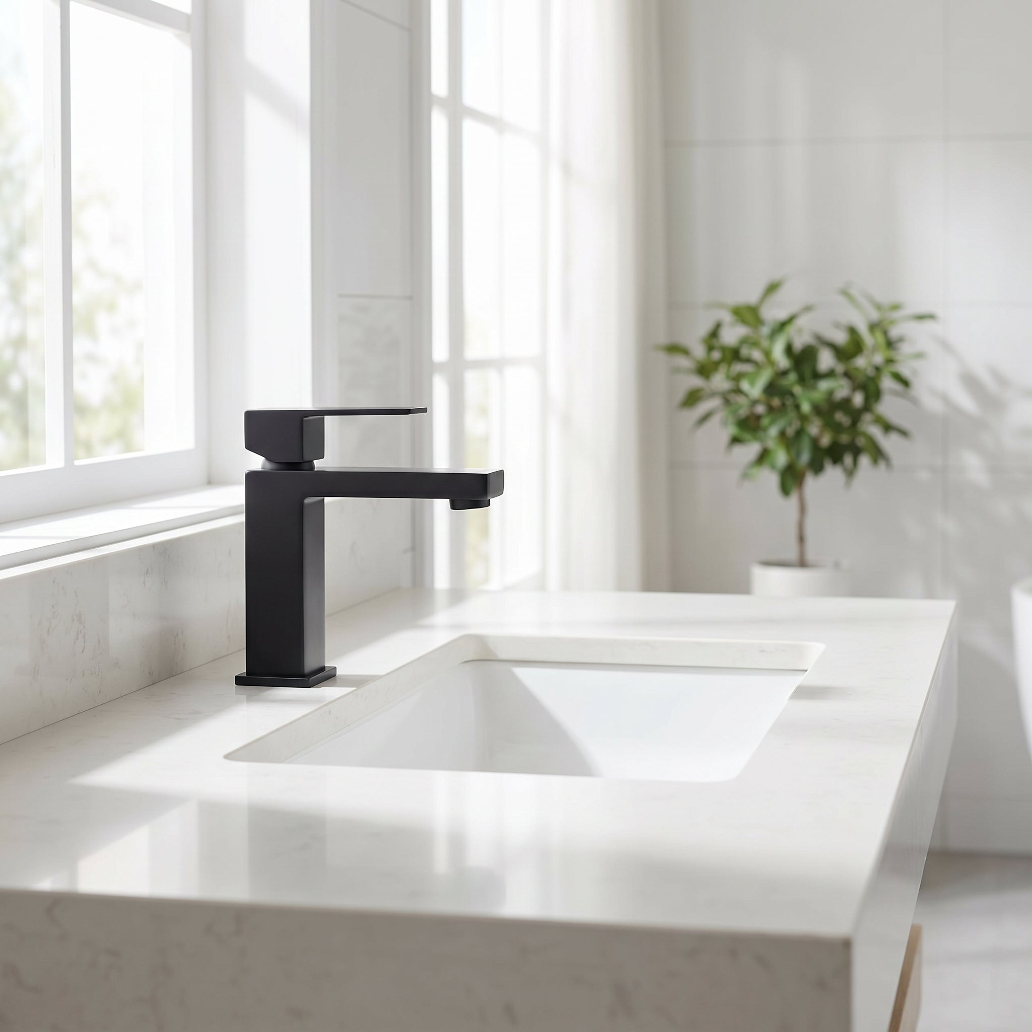 Arizona Single Handle Bathroom Sink Stainless Steel Faucet in Matte Black