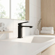 Robinet de Lavabo de Salle de Bains à 1 Poignée Athena en Noir Mat
