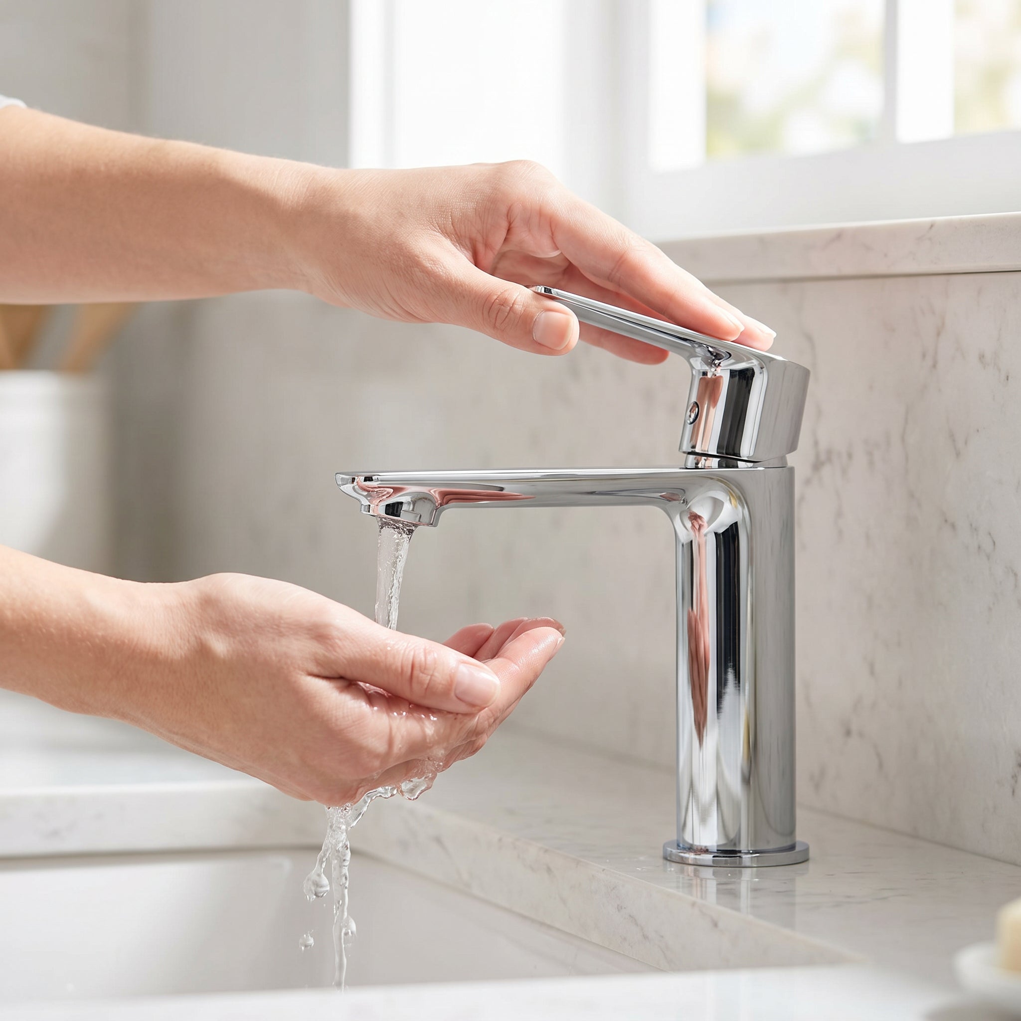 Robinet de Lavabo de Salle de Bains à 1 Poignée Livadia en Chromé