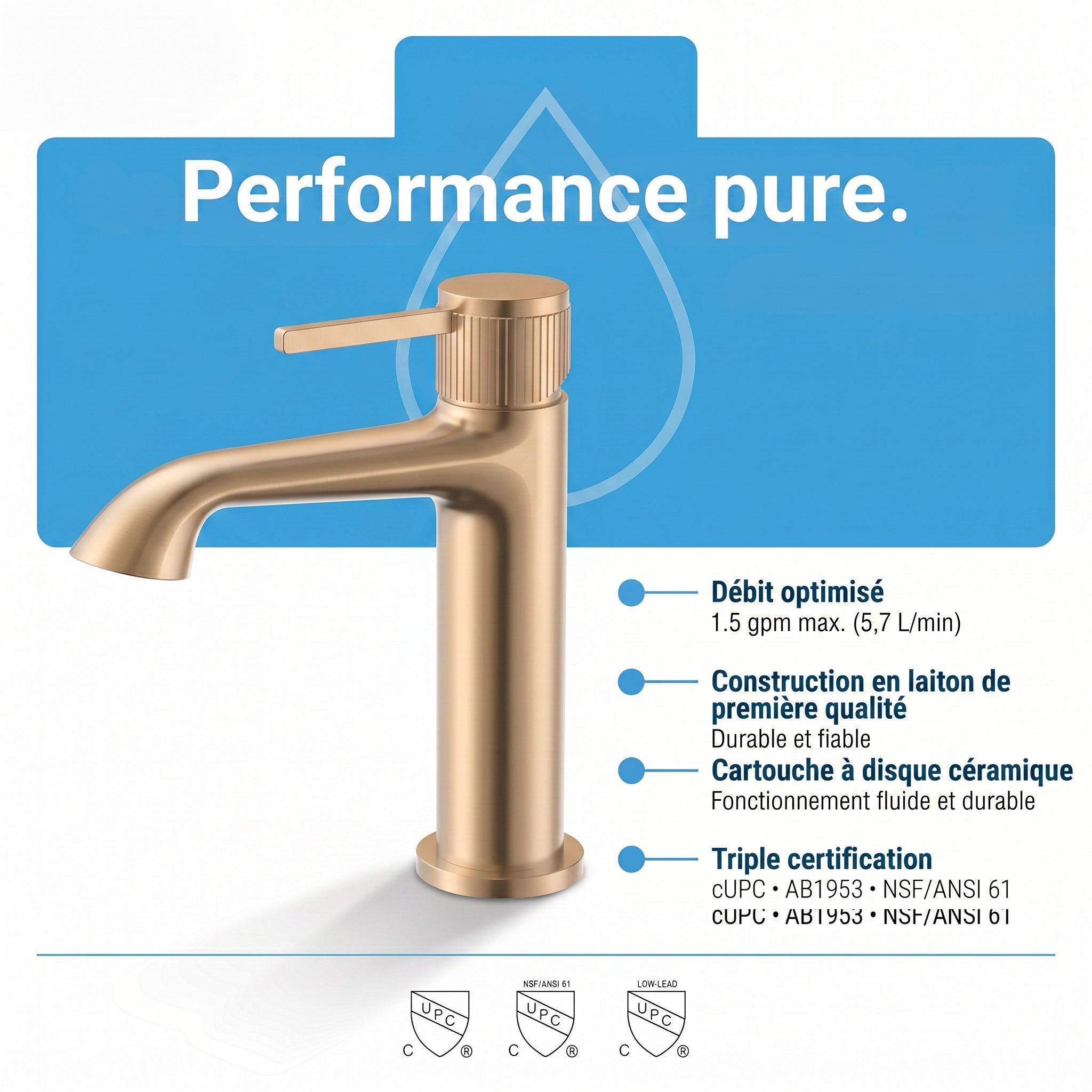 Reggio Single Handle Bathroom Sink Faucet in Rose Gold