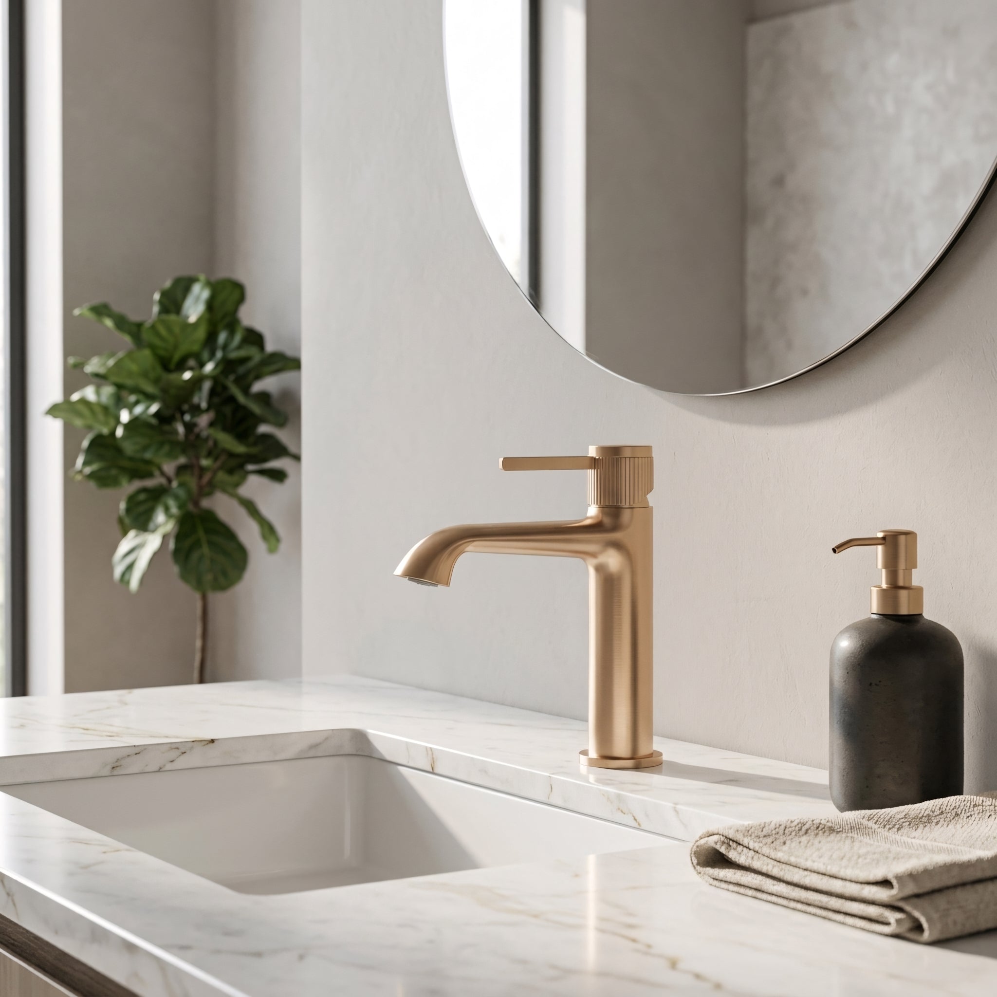 Reggio Single Handle Bathroom Sink Faucet in Rose Gold