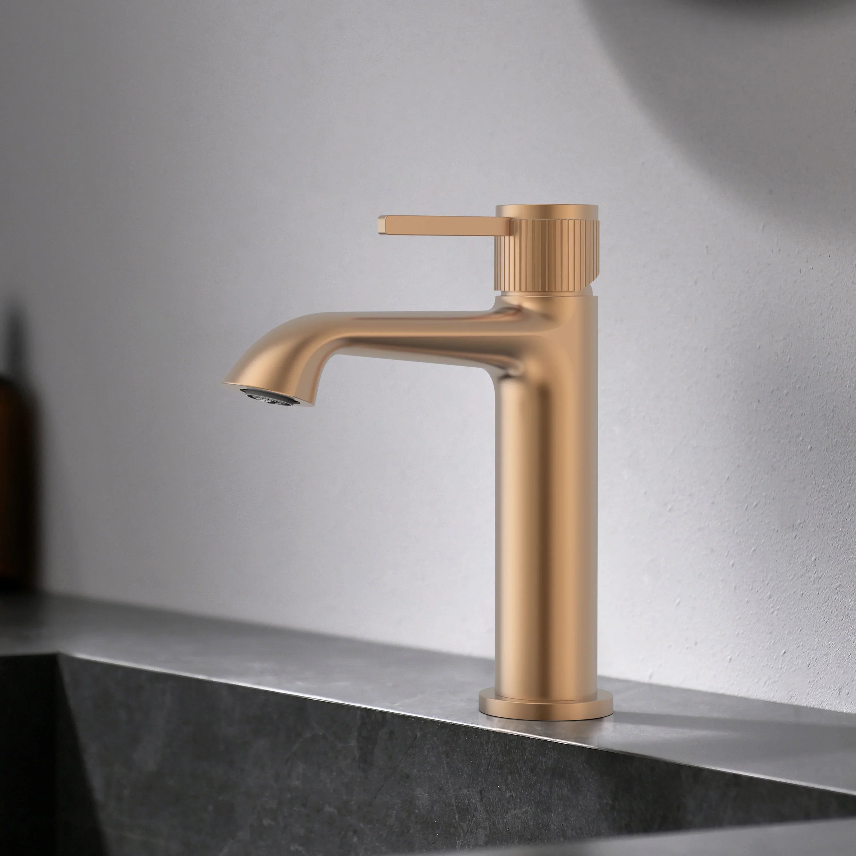 Robinet de Lavabo de Salle de Bains à 1 Poignée Reggio en Or Rose