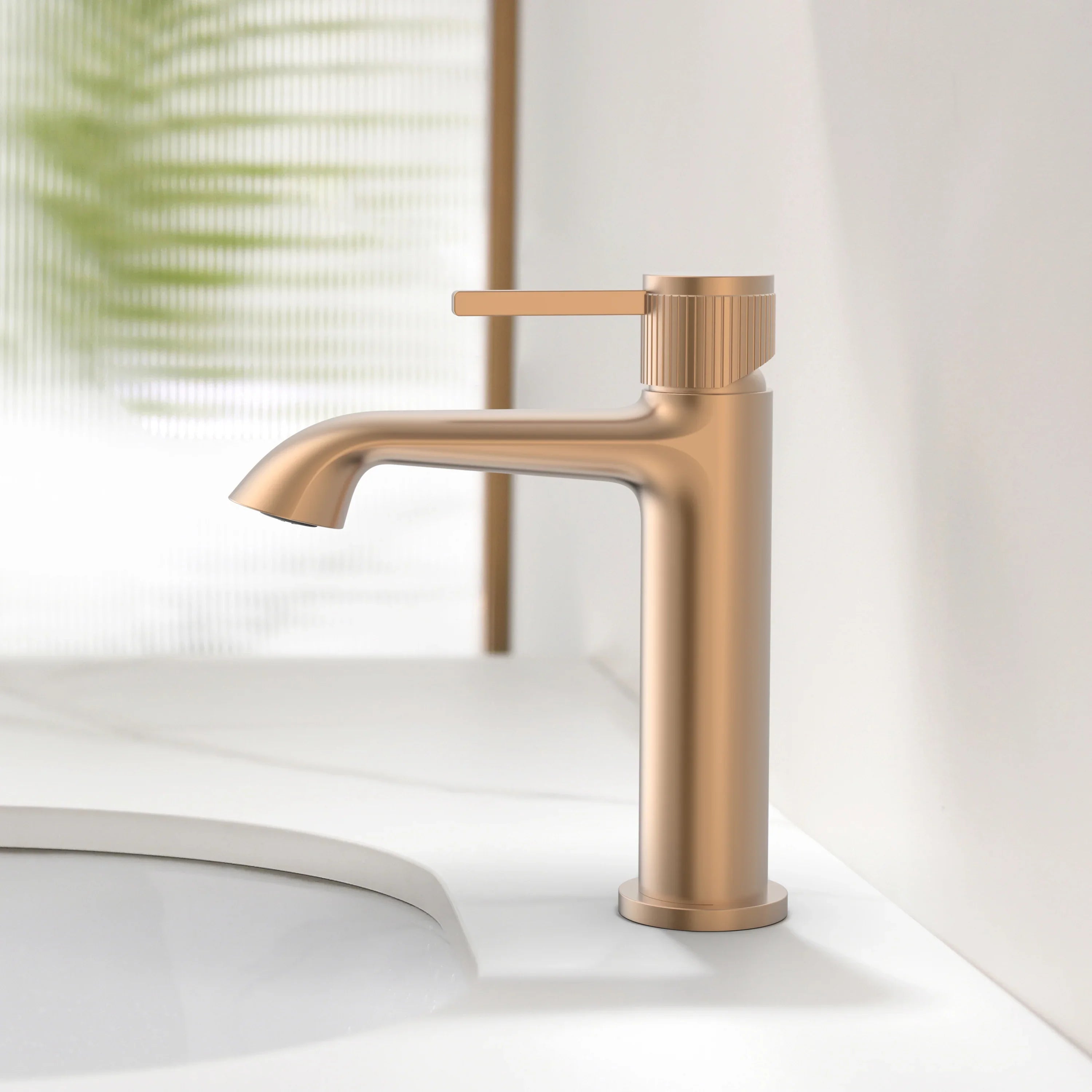 Robinet de Lavabo de Salle de Bains à 1 Poignée Reggio en Or Rose