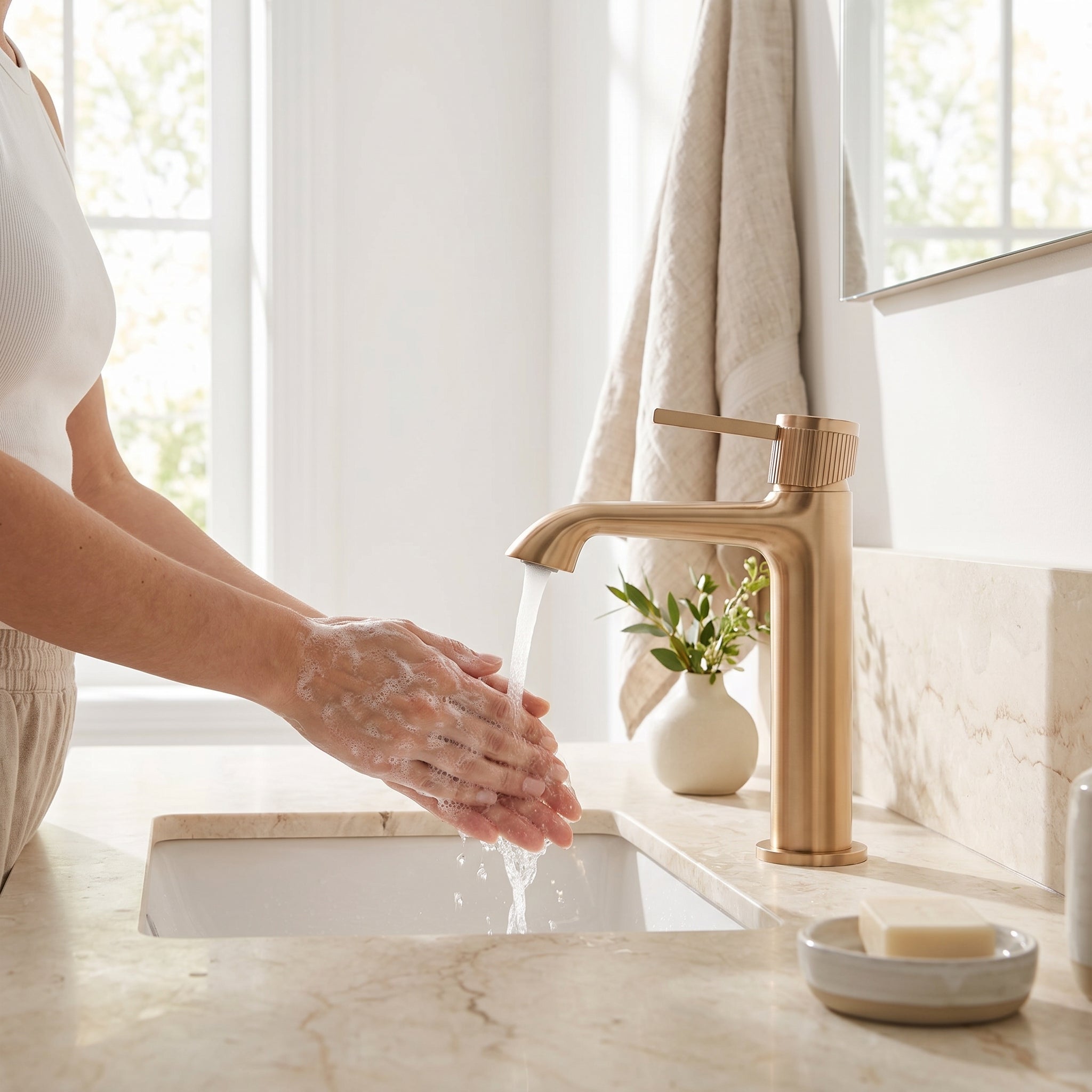 Reggio Single Handle Bathroom Sink Faucet in Rose Gold