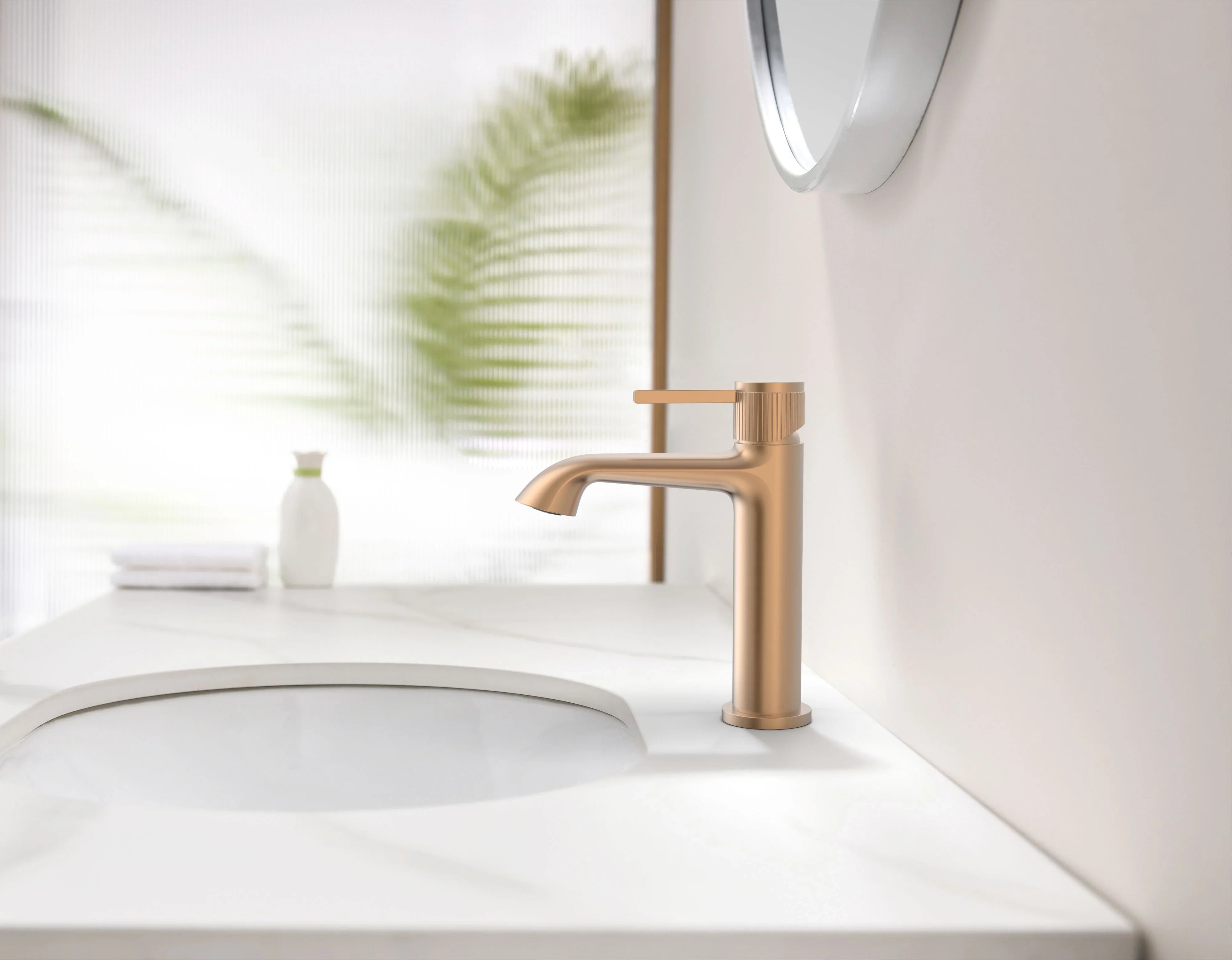 Robinet de Lavabo de Salle de Bains à 1 Poignée Reggio en Or Rose