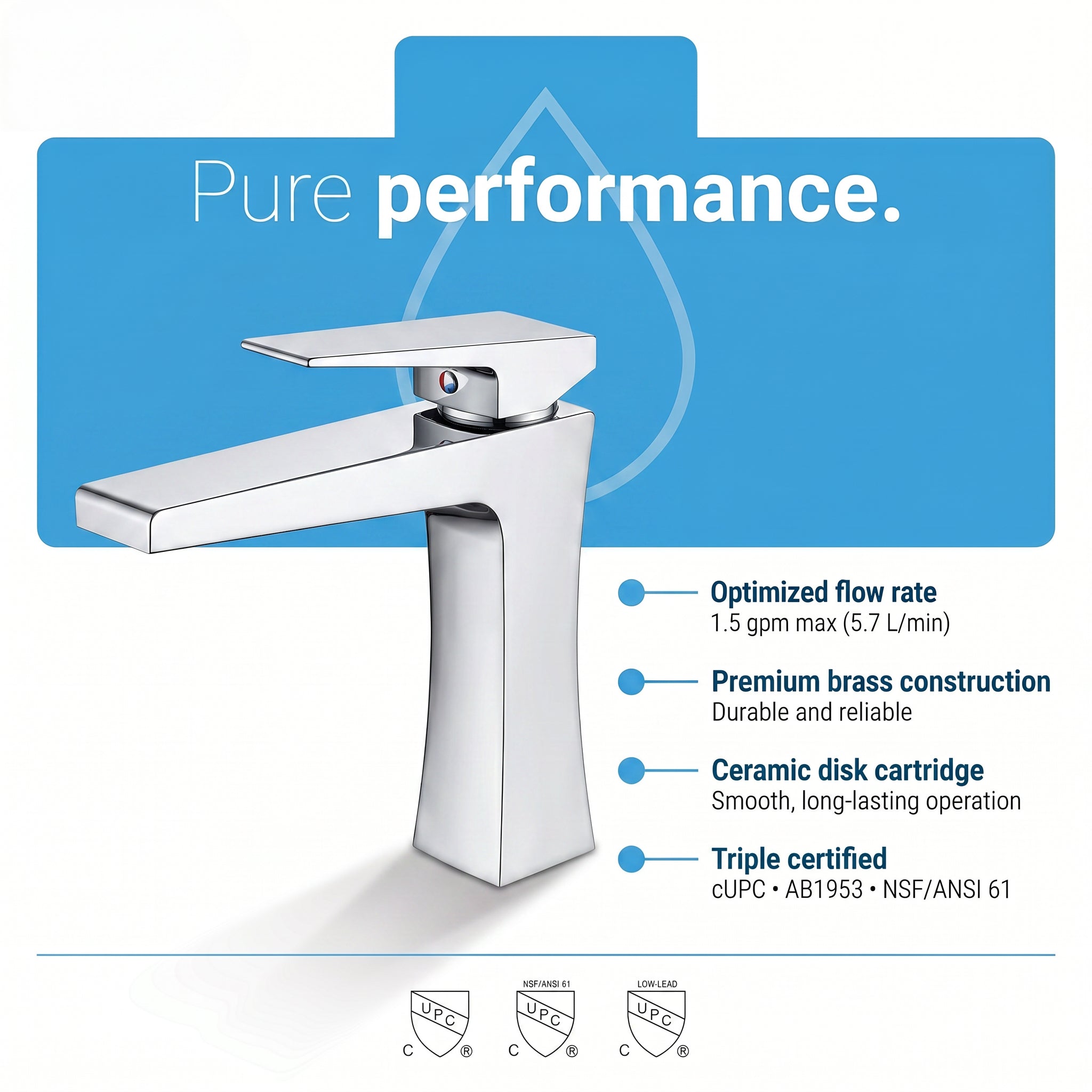 Bari Single Handle Bathroom Sink Faucet in Chrome