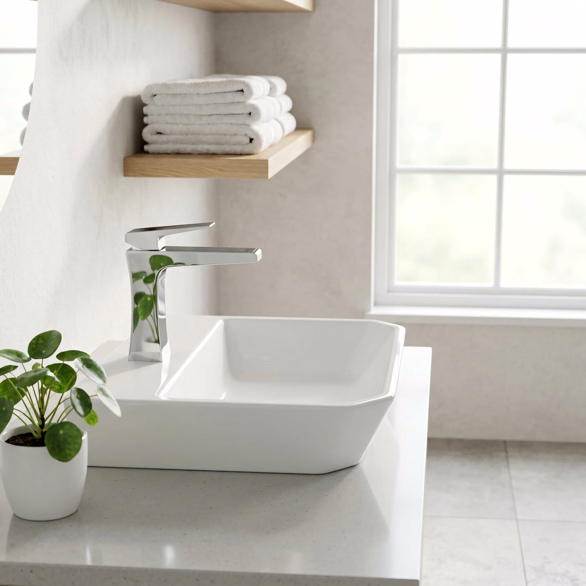 Robinet de Lavabo de Salle de Bains à 1 Poignée Bari en Chromé