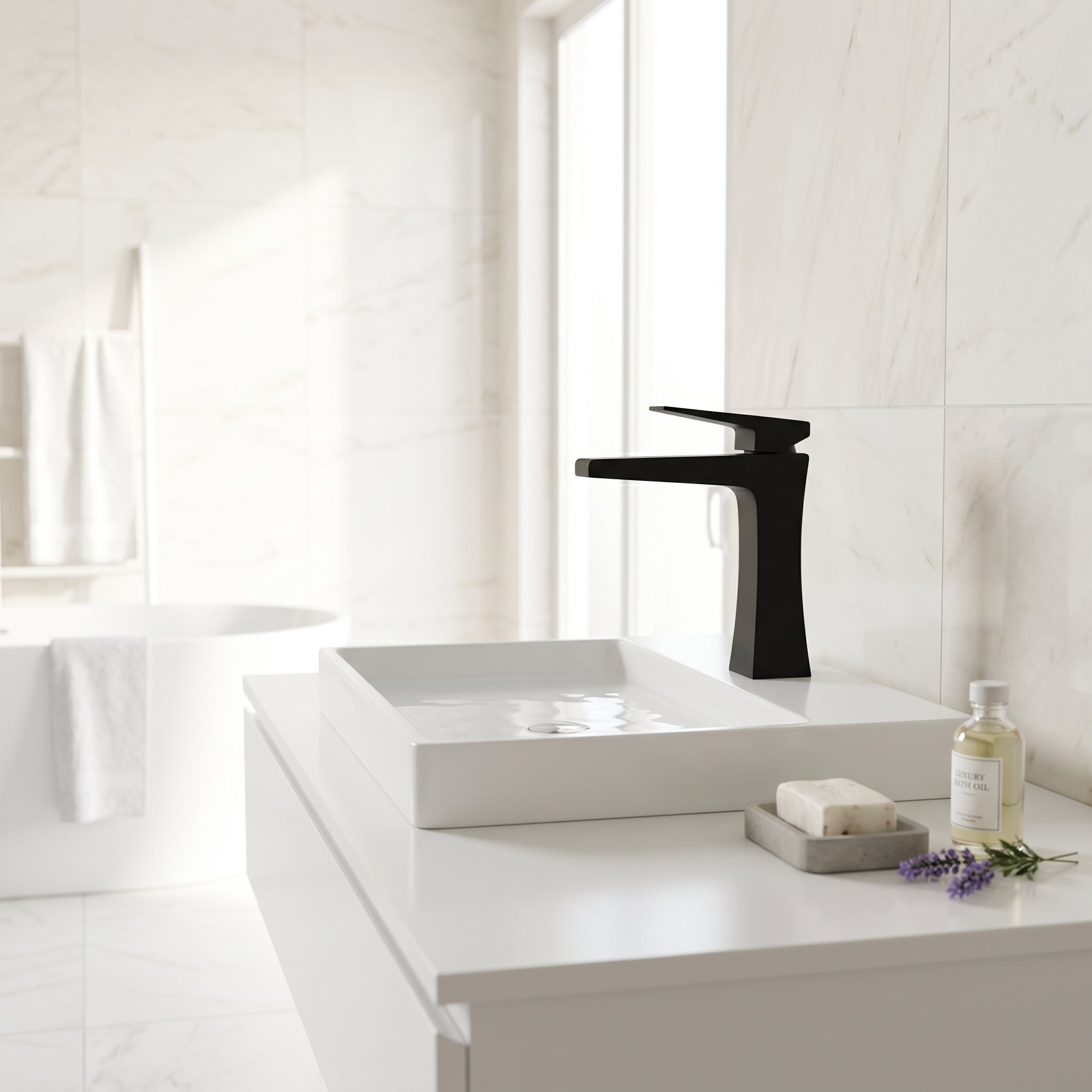 Bari Single Handle Bathroom Sink Faucet in Matte Black