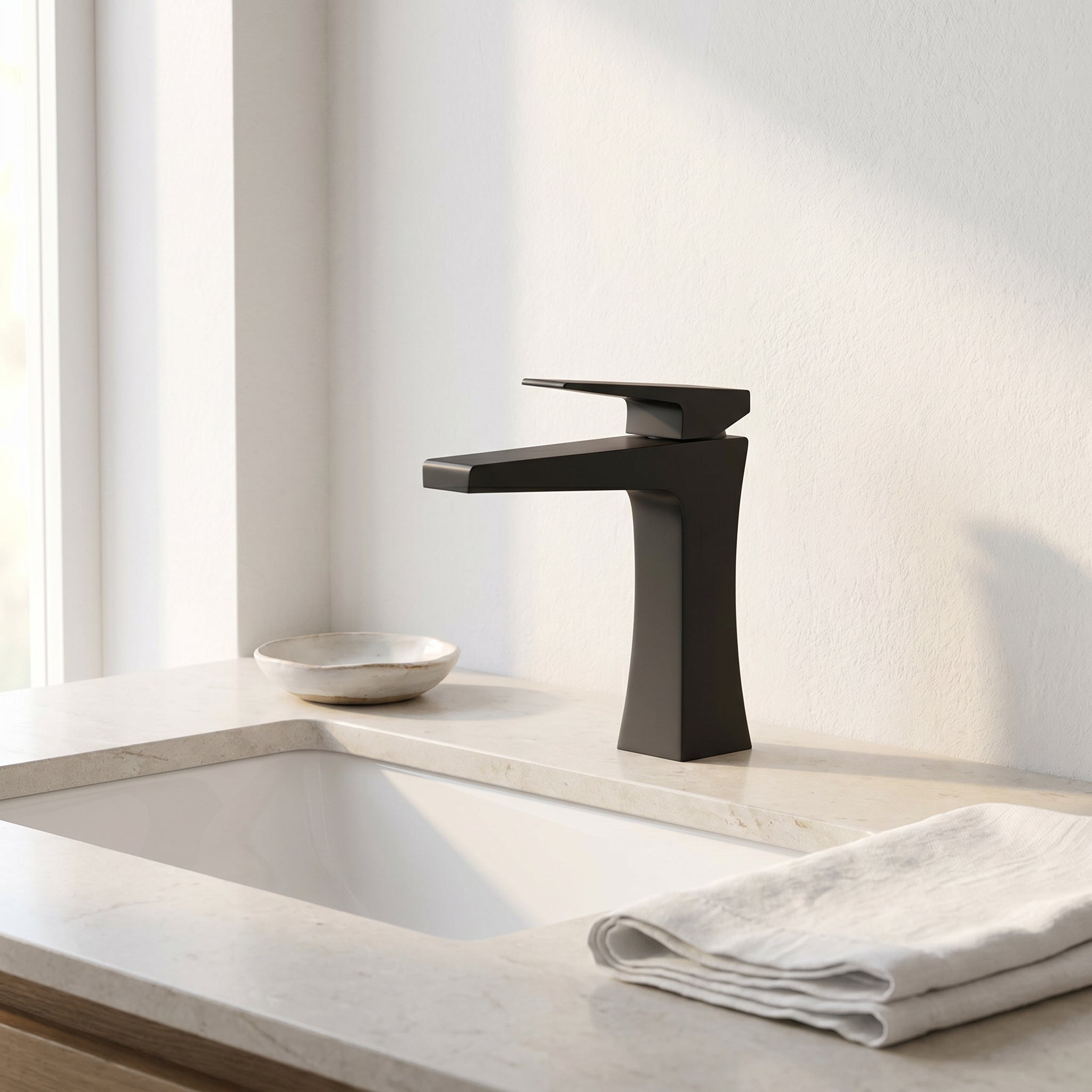 Bari Single Handle Bathroom Sink Faucet in Matte Black
